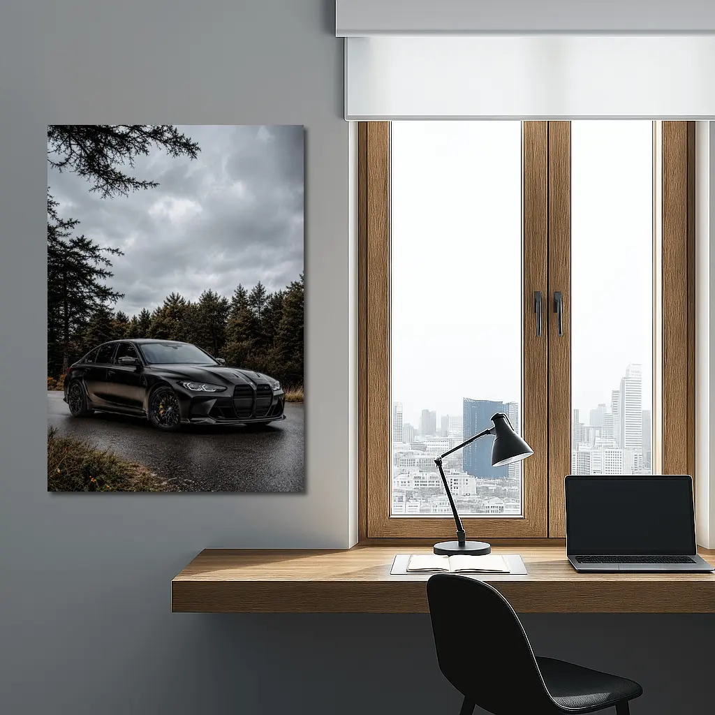 BMW M3 Sedan Matte Black Moody Forest – Wall Art