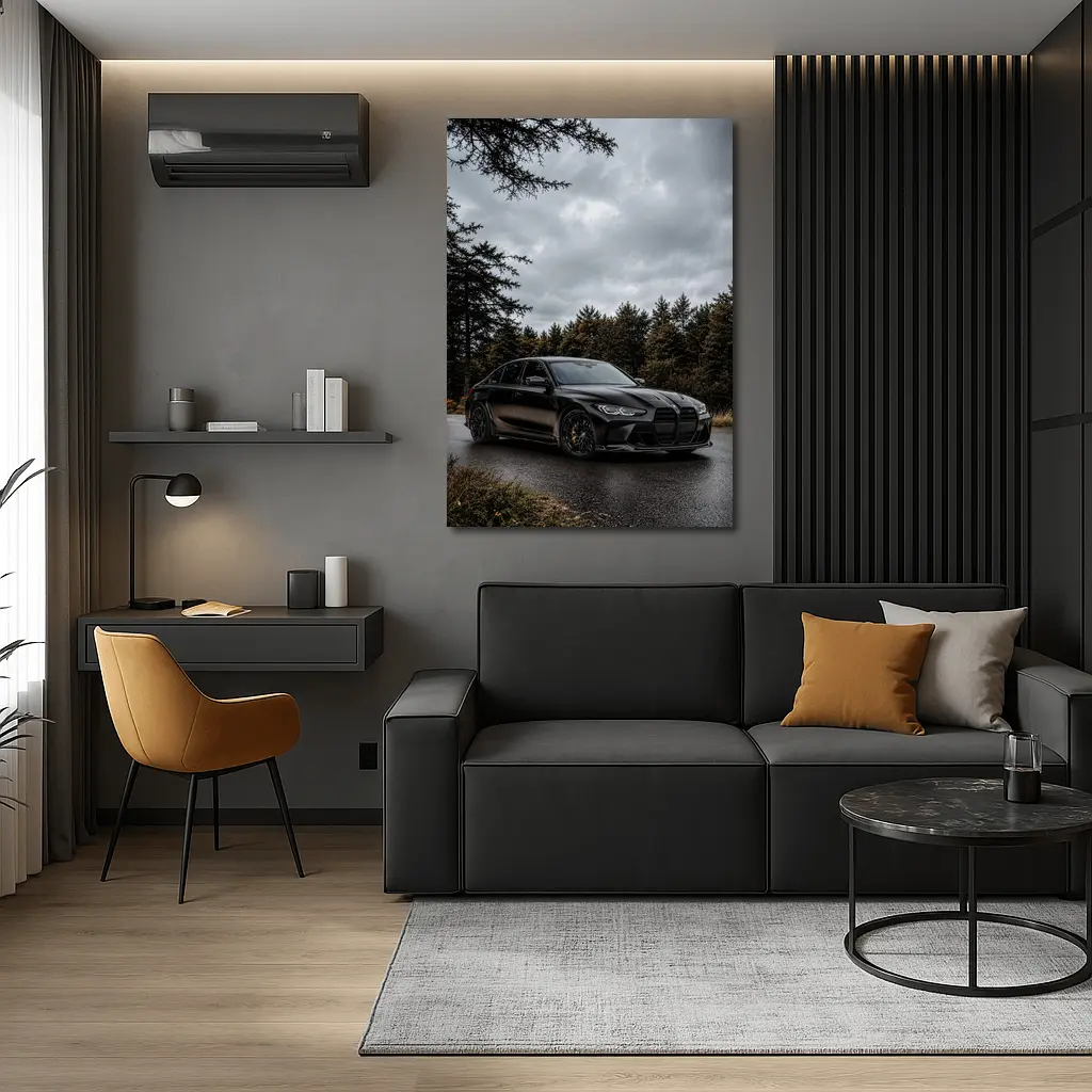 BMW M3 Sedan Matte Black Moody Forest – Wall Art