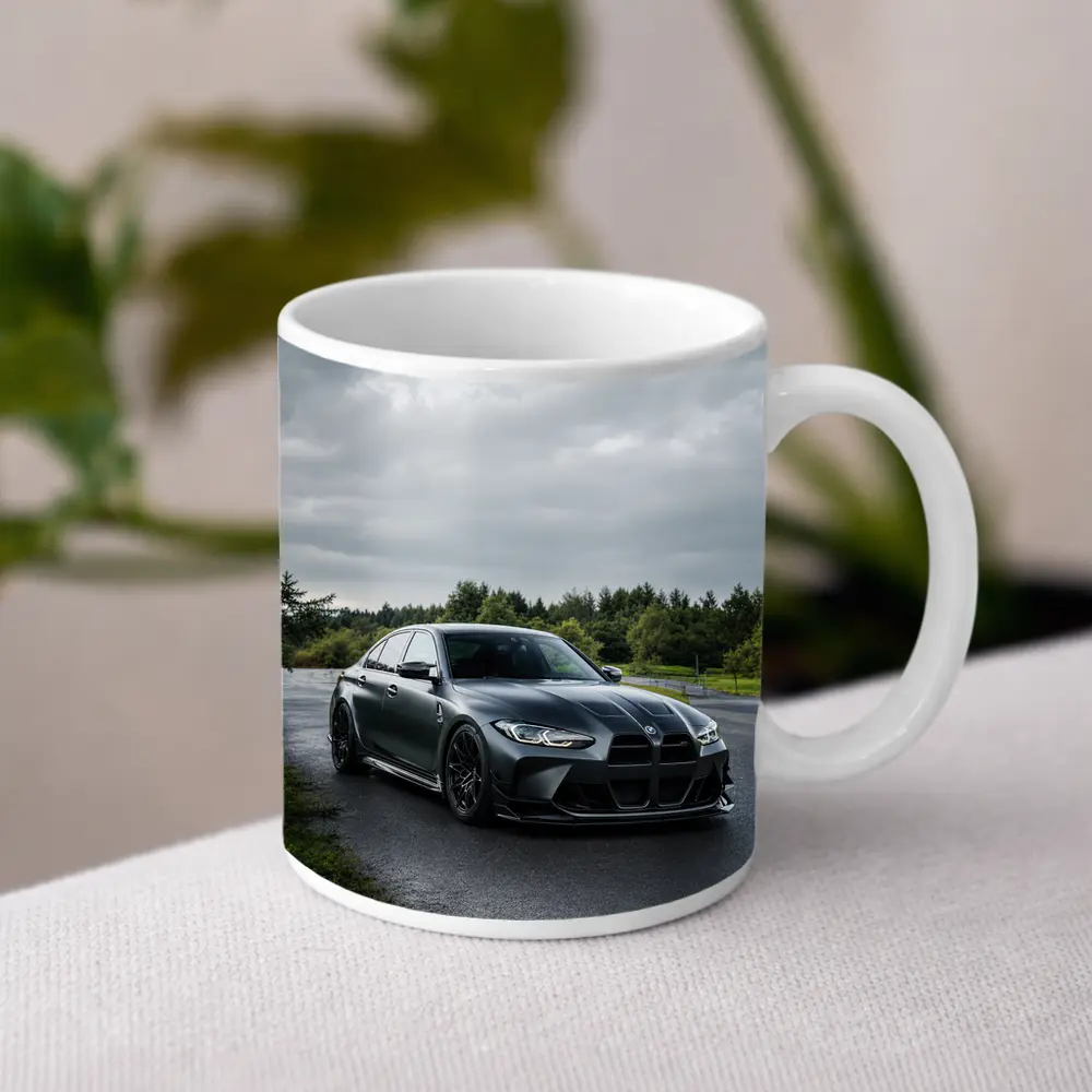 BMW M3 Matte Black Wet Road Overcast – Mugs