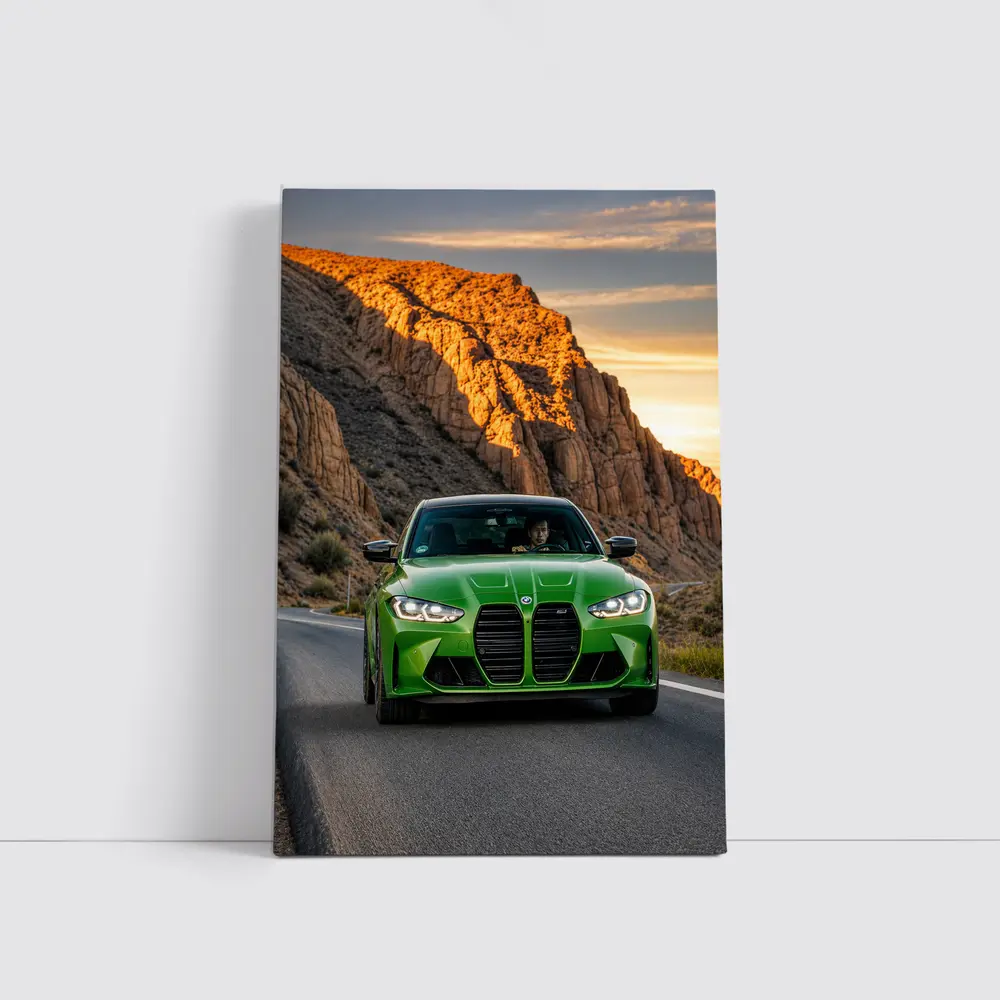 BMW M3 Green Canyon Desert Road Drive – Wall Art