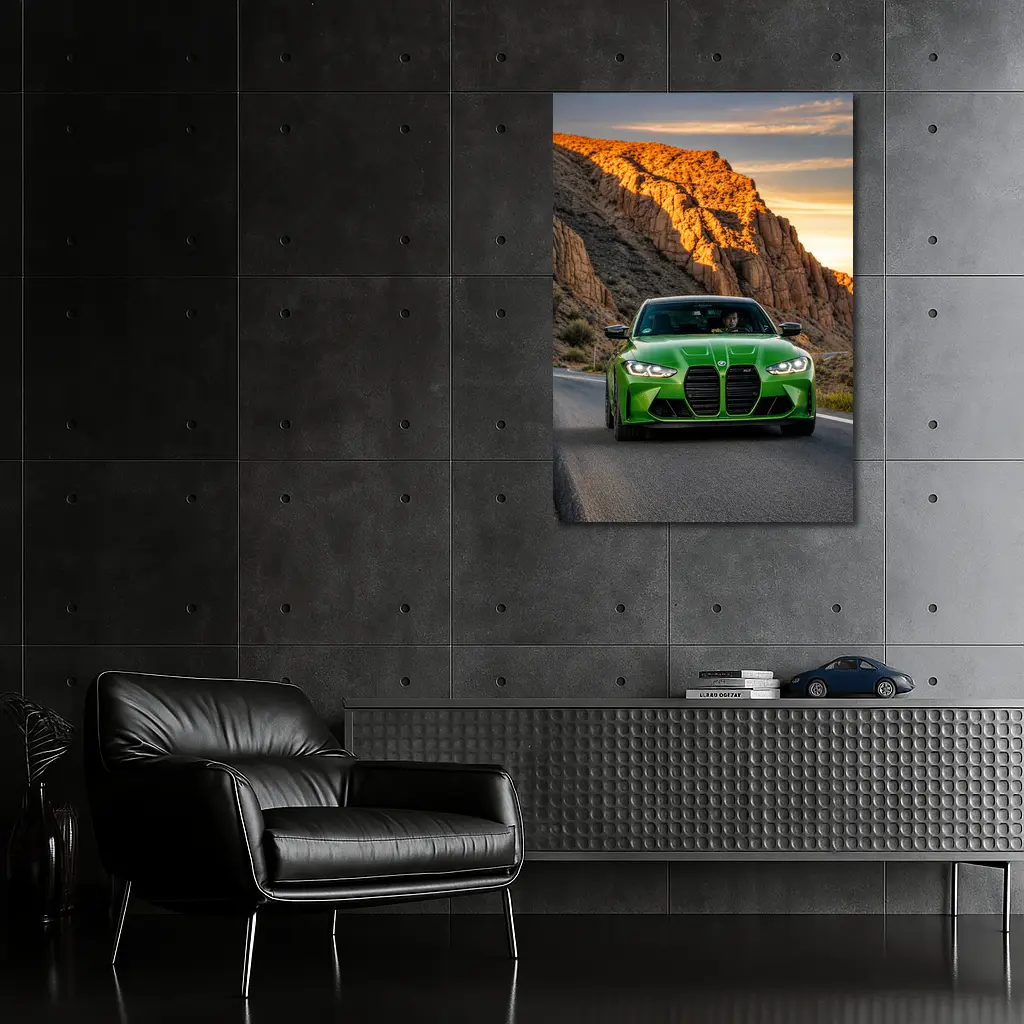 BMW M3 Green Canyon Desert Road Drive – Wall Art