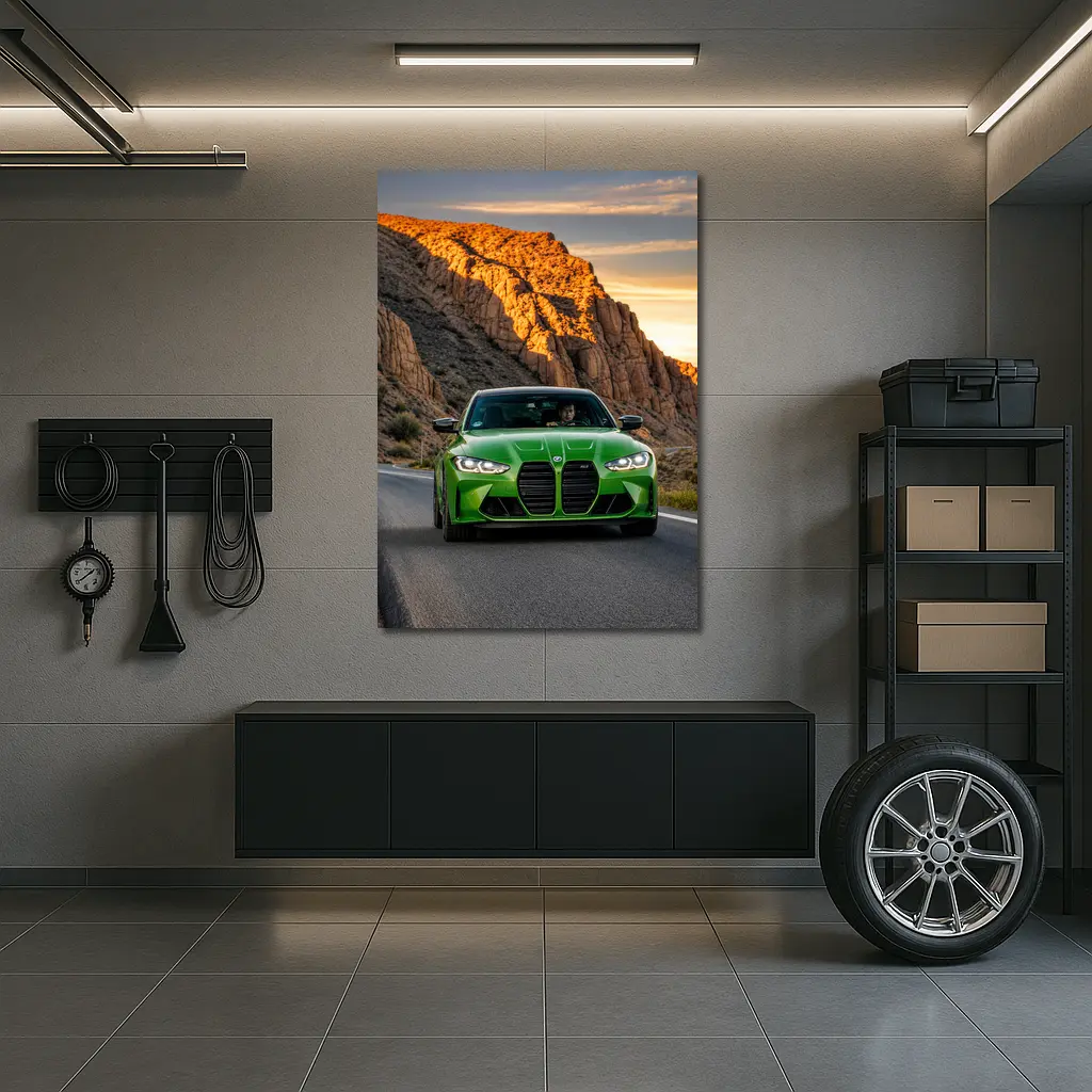 BMW M3 Green Canyon Desert Road Drive – Wall Art
