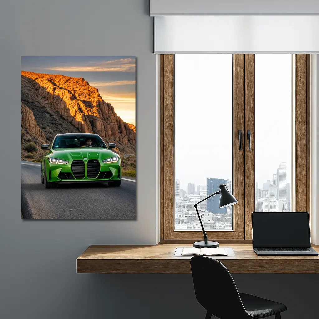 BMW M3 Green Canyon Desert Road Drive – Wall Art