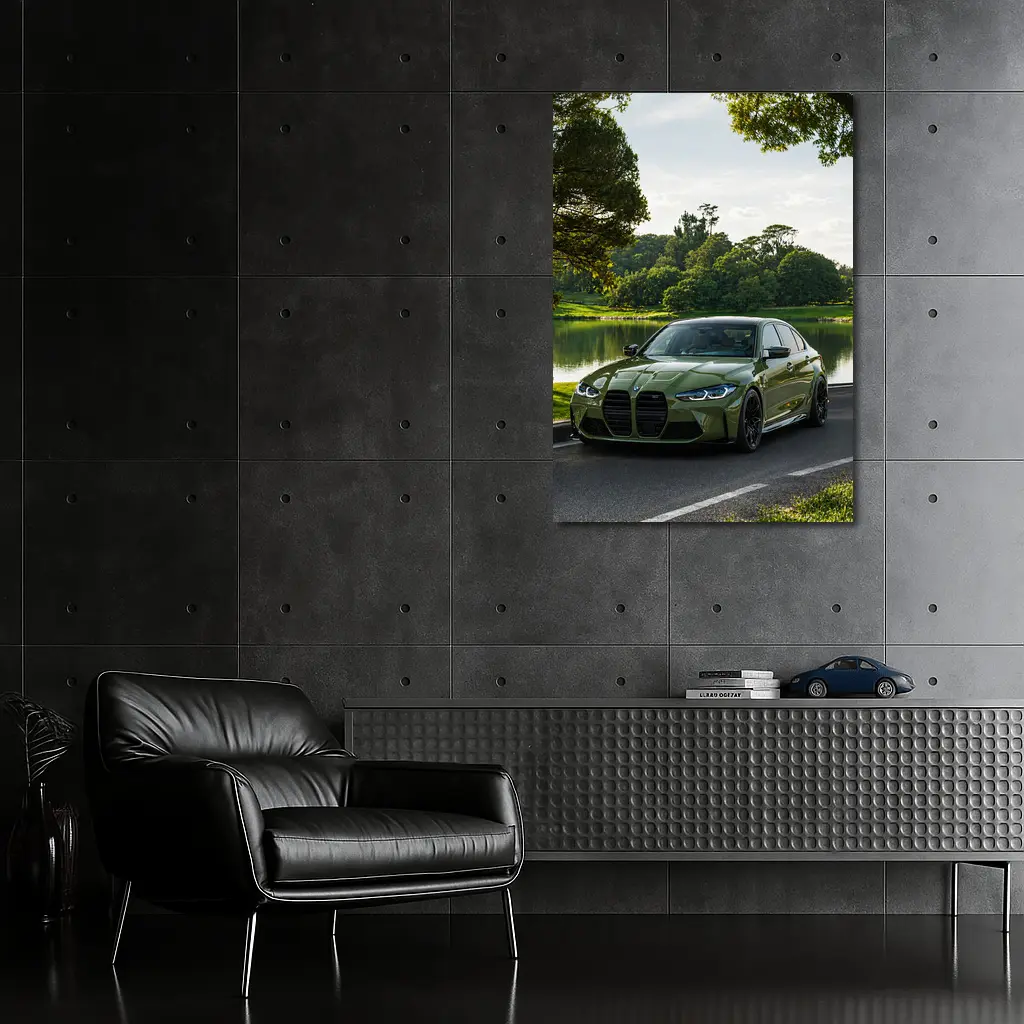 BMW M3 Green Sedan by Lakeside – Wall Art