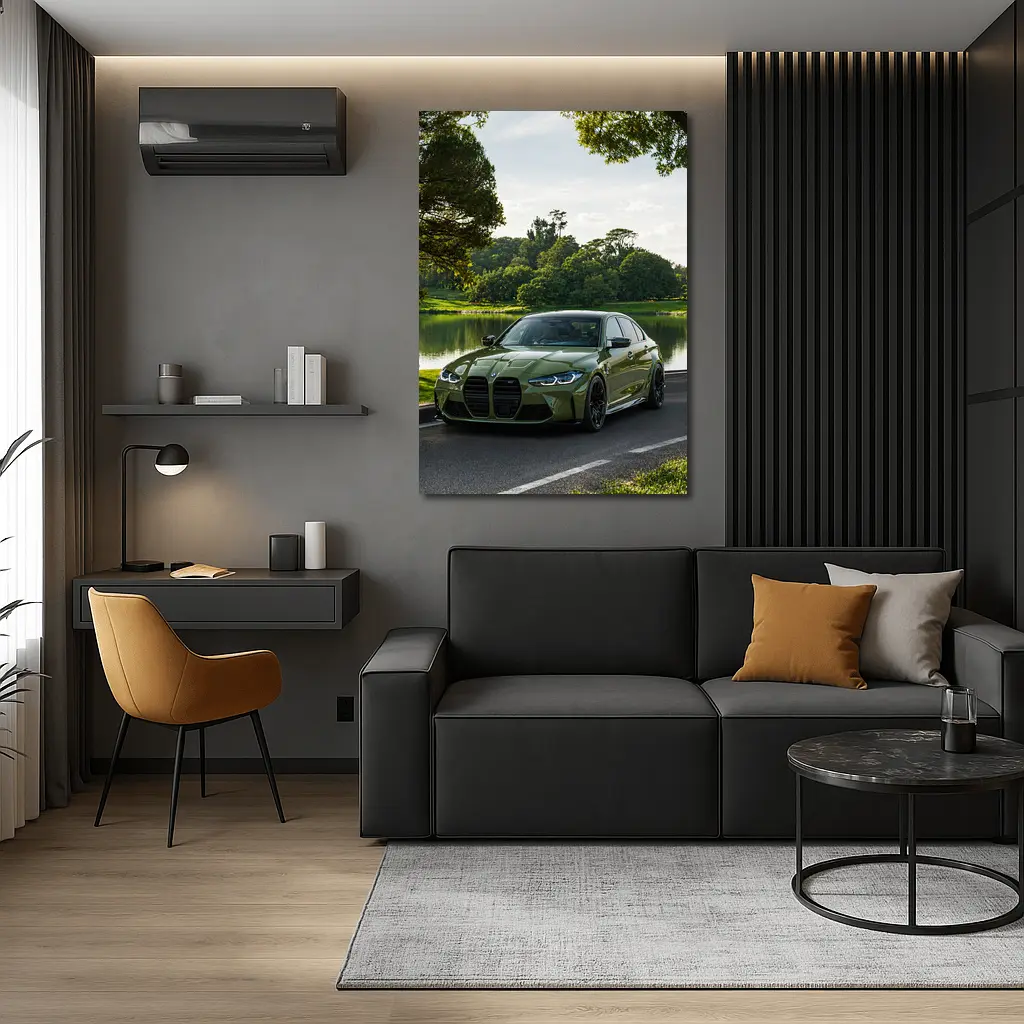 BMW M3 Green Sedan by Lakeside – Wall Art