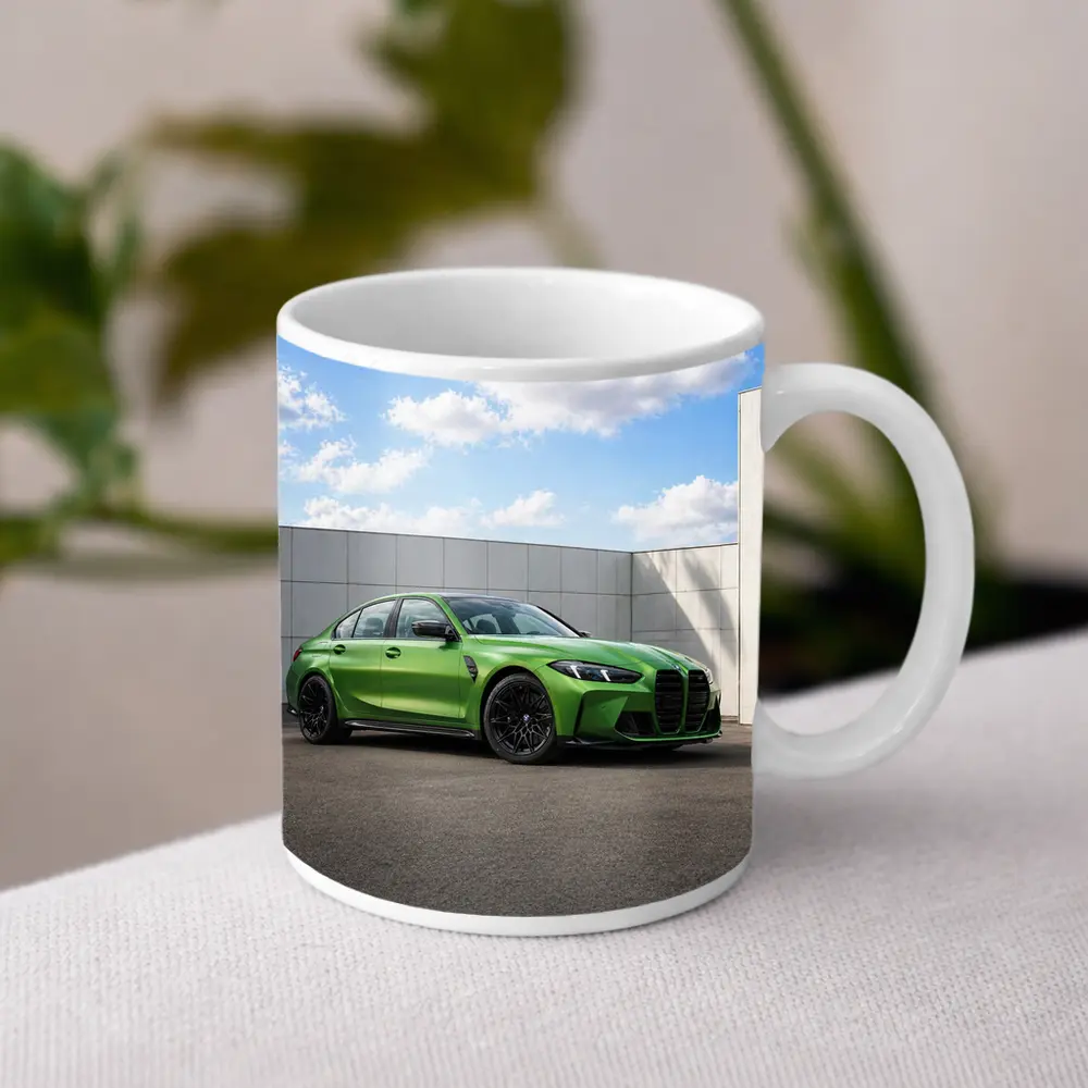 BMW M3 Green Sedan Urban Wall Background – Mugs