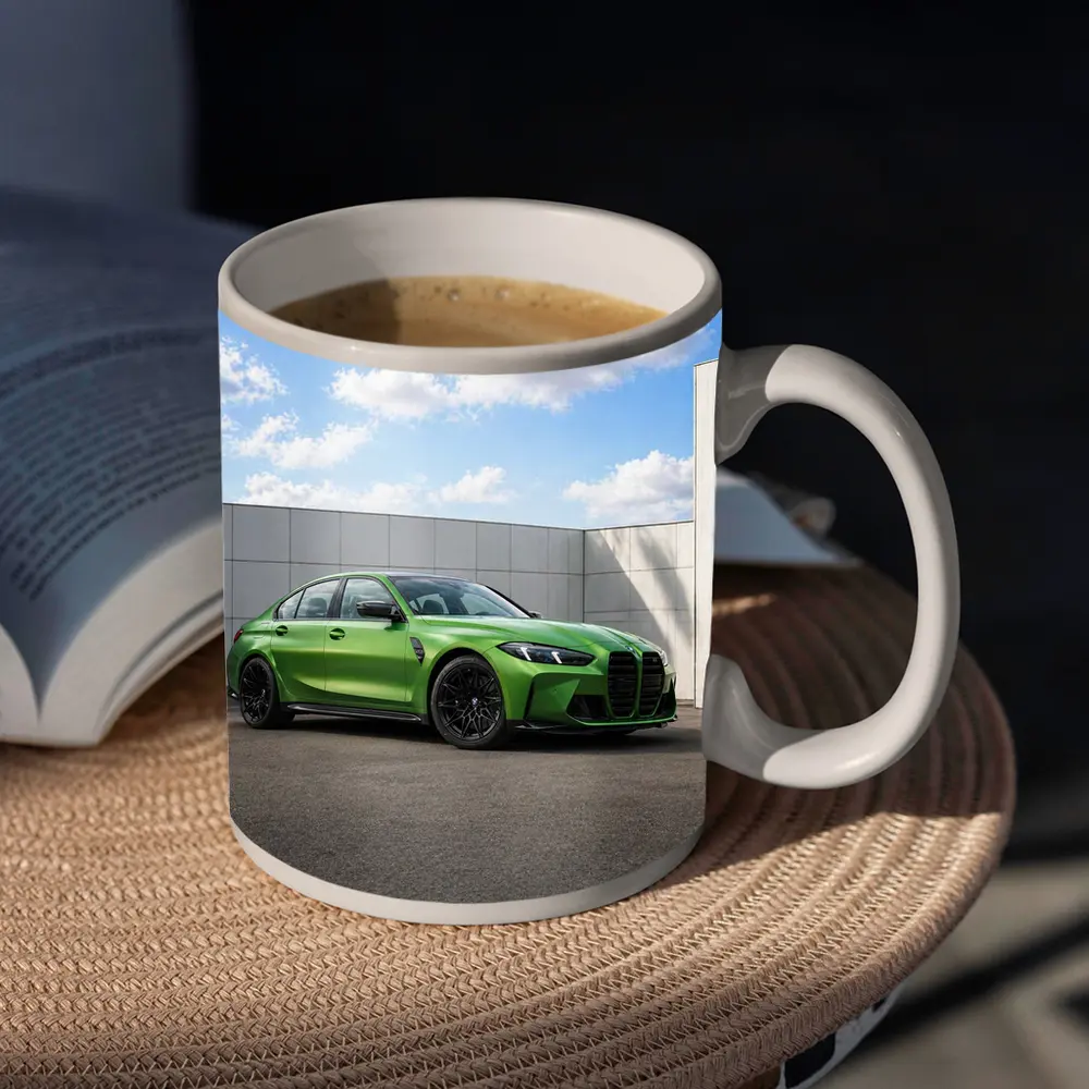 BMW M3 Green Sedan Urban Wall Background – Mugs