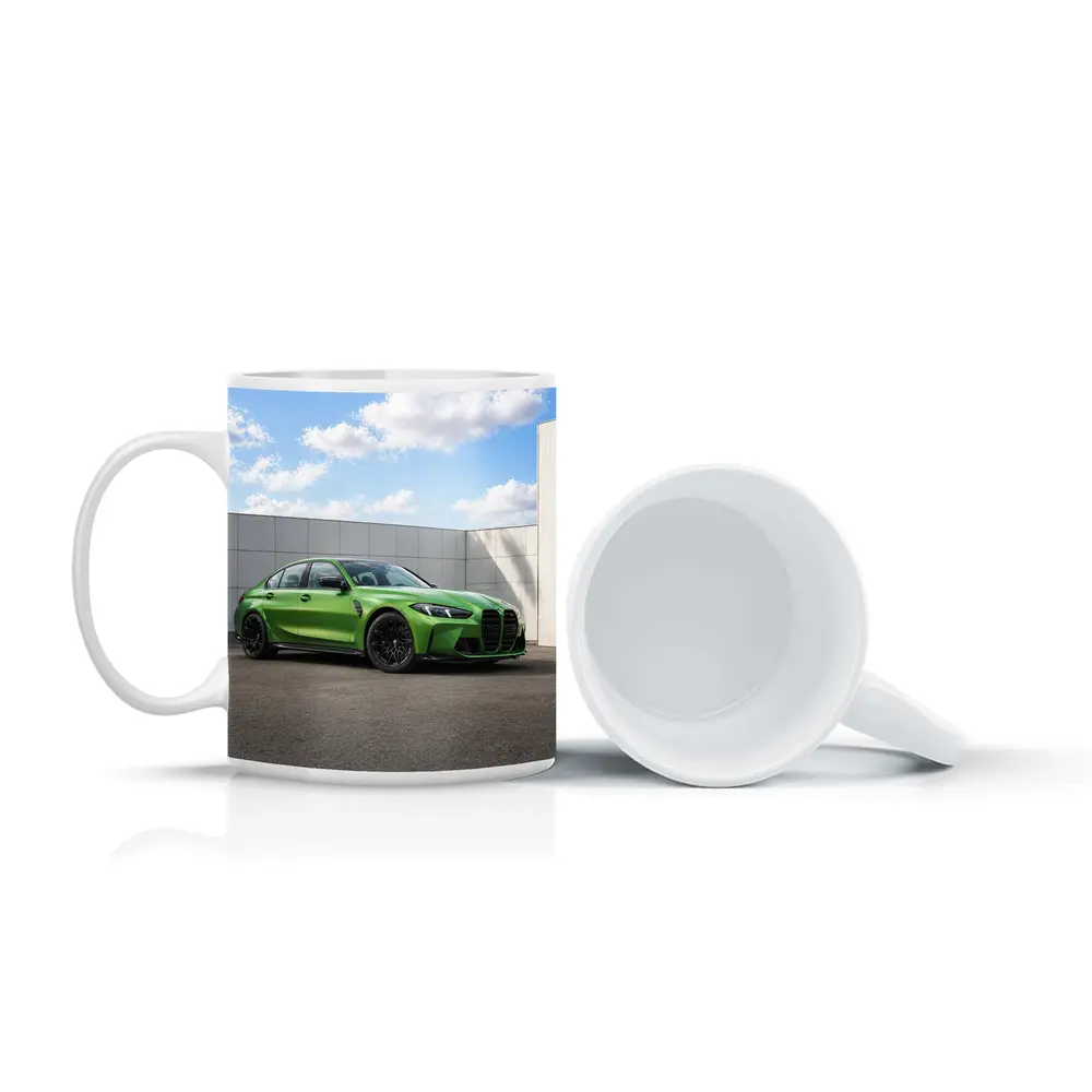 BMW M3 Green Sedan Urban Wall Background – Mugs