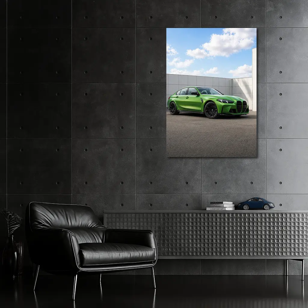 BMW M3 Green Sedan Urban Wall Background – Wall Art