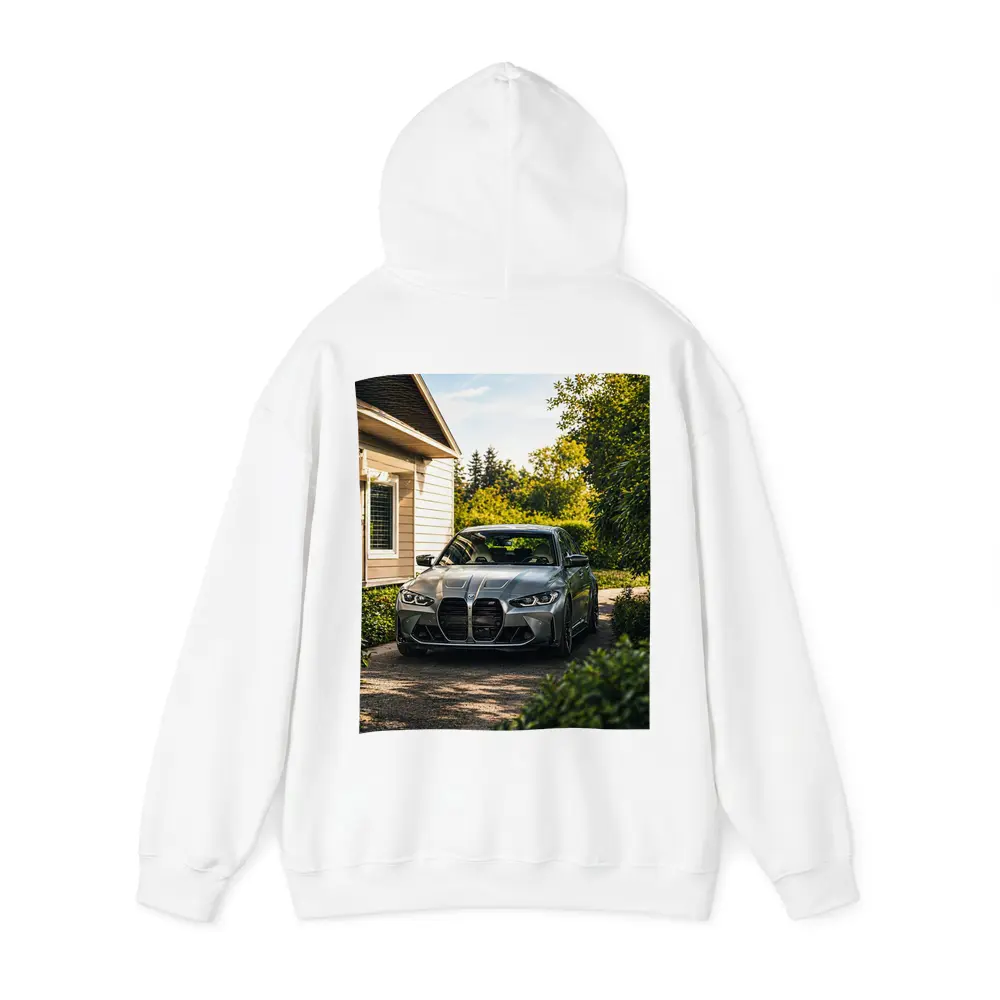 BMW M3 Grey Sedan Suburban Driveway – Hoodies