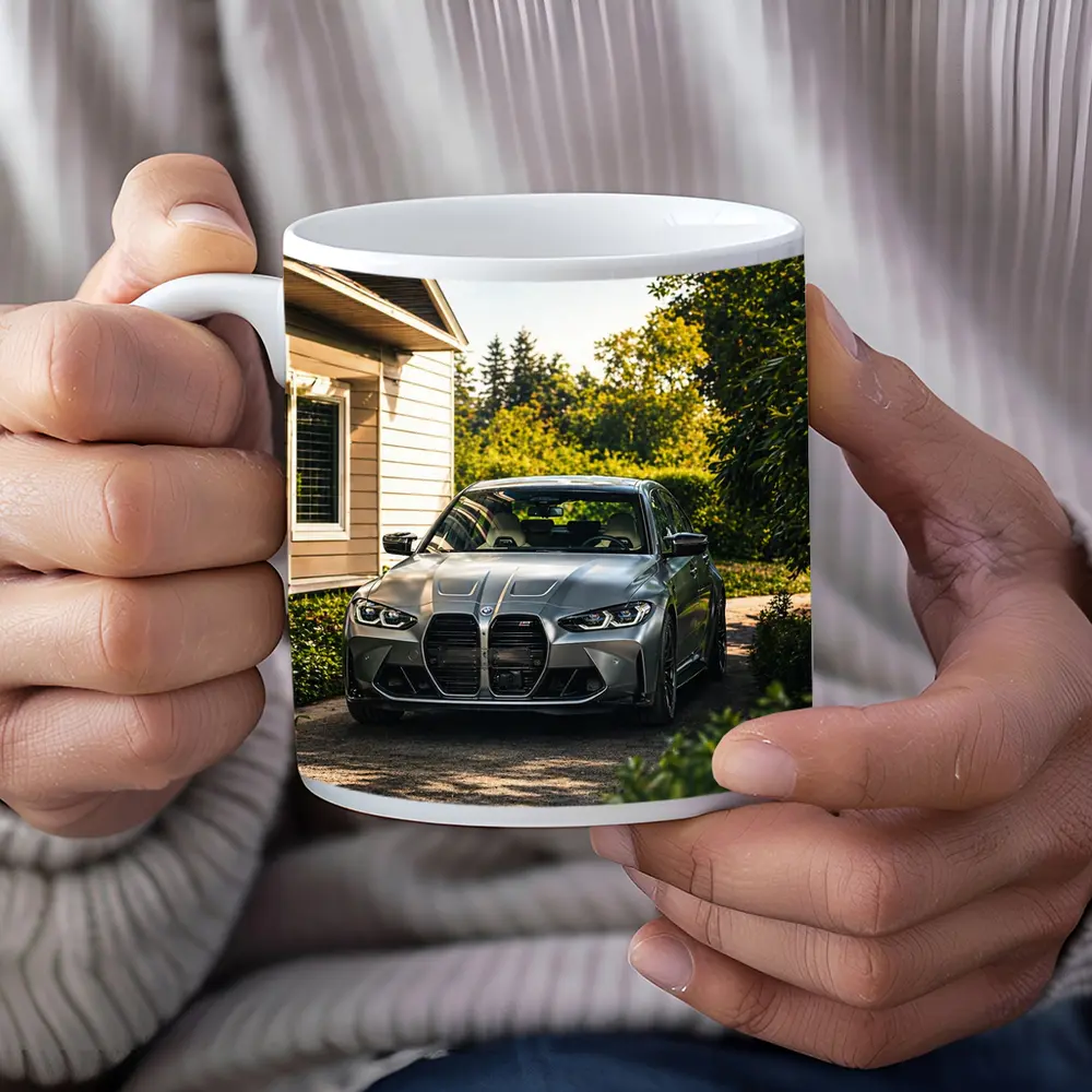 BMW M3 Grey Sedan Suburban Driveway – Mugs