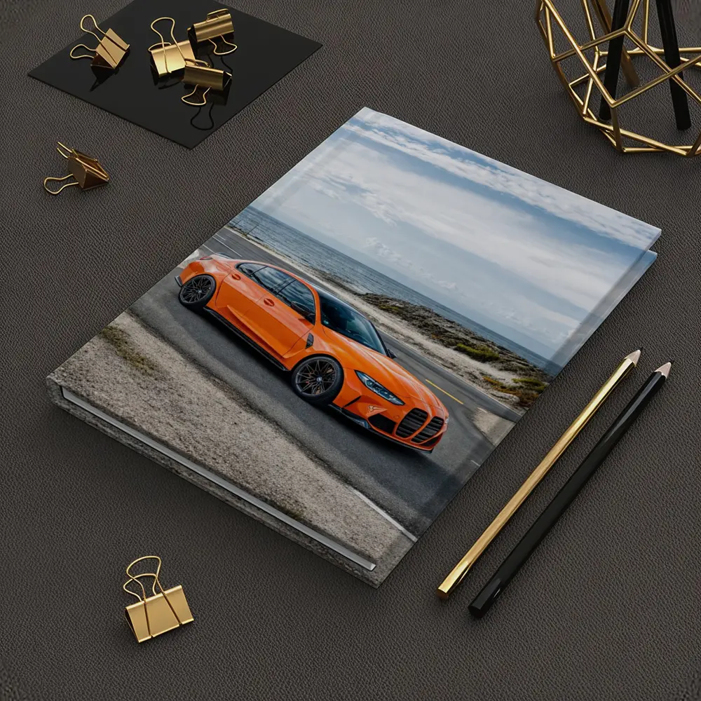 BMW M3 Orange Sedan Coastal Road Shot – Notebooks