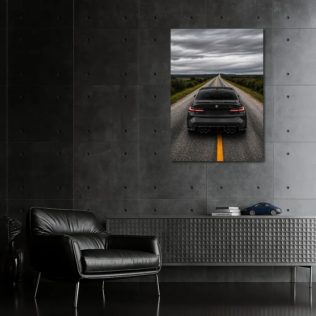 BMW M3 Black Rear Open Road – Wall Art