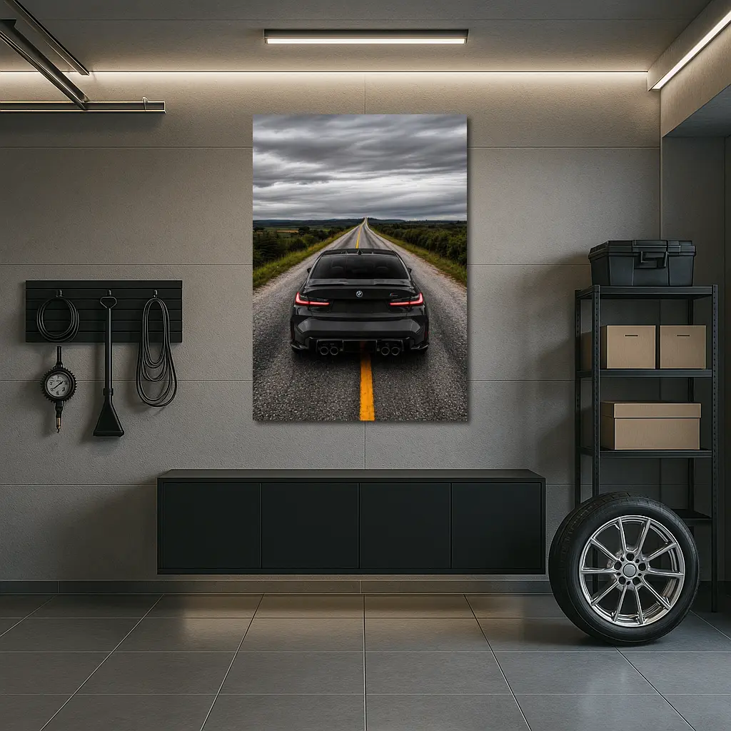 BMW M3 Black Rear Open Road – Wall Art