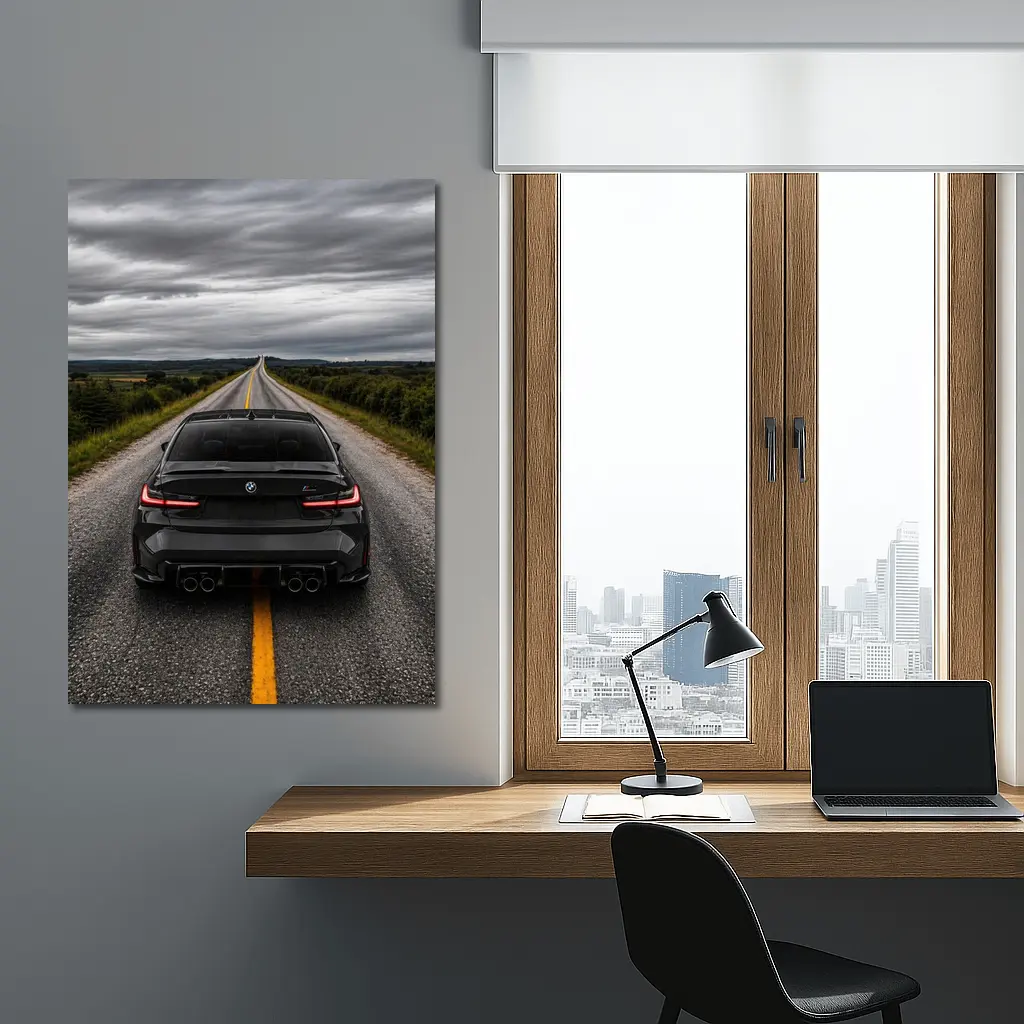 BMW M3 Black Rear Open Road – Wall Art