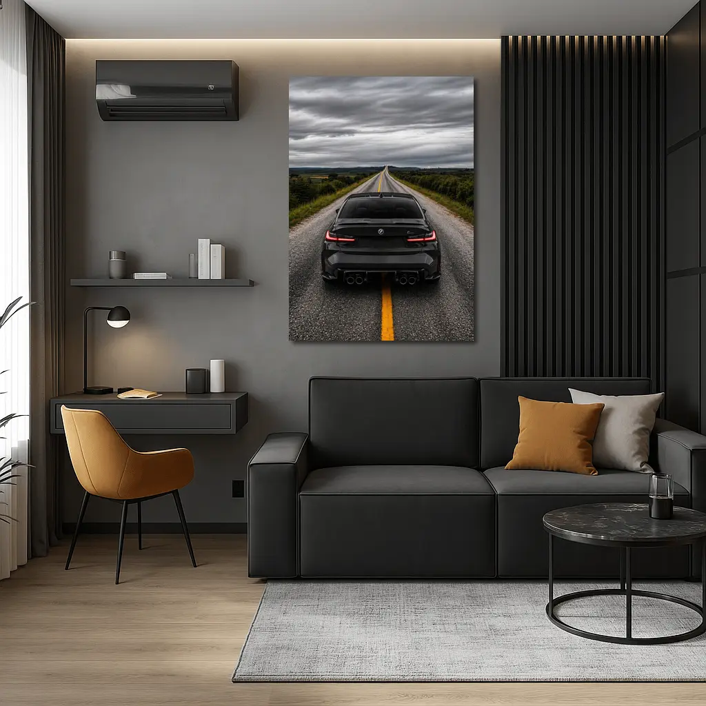 BMW M3 Black Rear Open Road – Wall Art