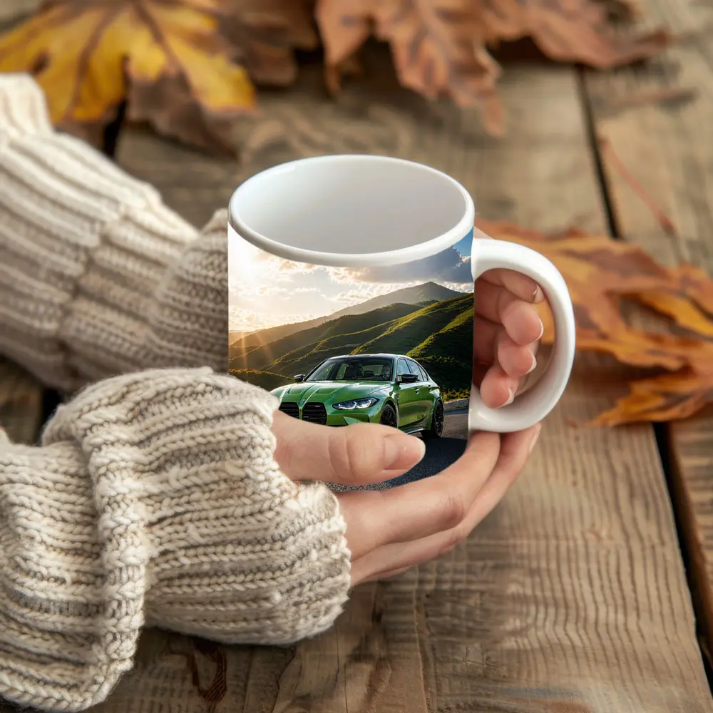 BMW M3 Green Sedan Mountain Sunset – Mugs
