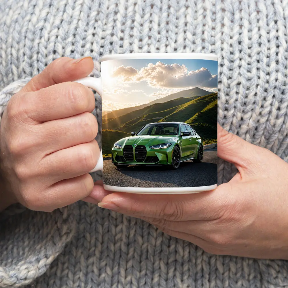 BMW M3 Green Sedan Mountain Sunset – Mugs