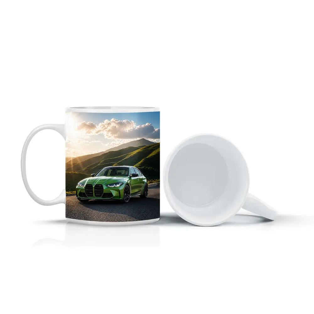 BMW M3 Green Sedan Mountain Sunset – Mugs