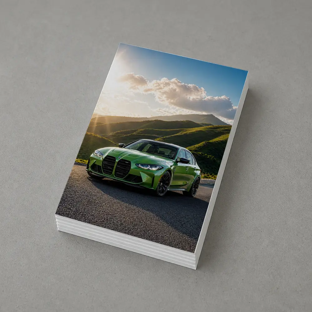 BMW M3 Green Sedan Mountain Sunset – Postcards
