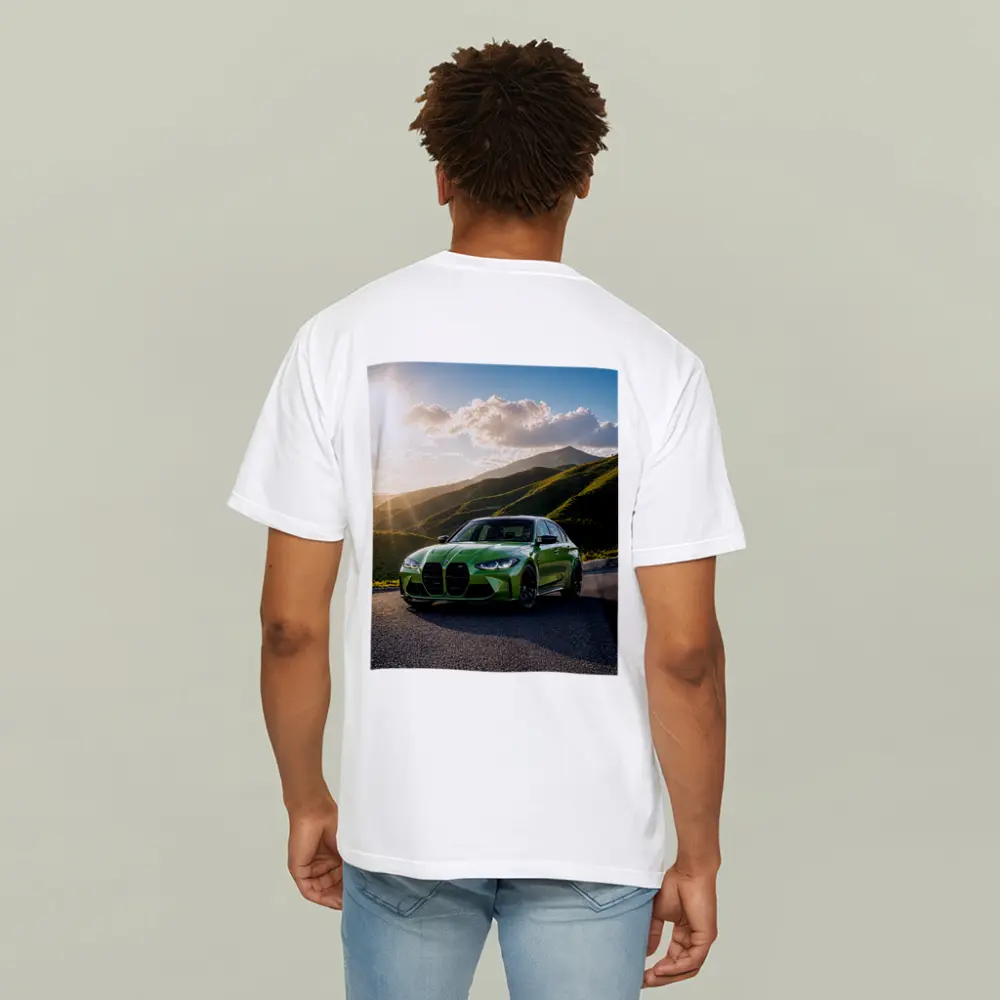 BMW M3 Green Sedan Mountain Sunset – T-Shirts