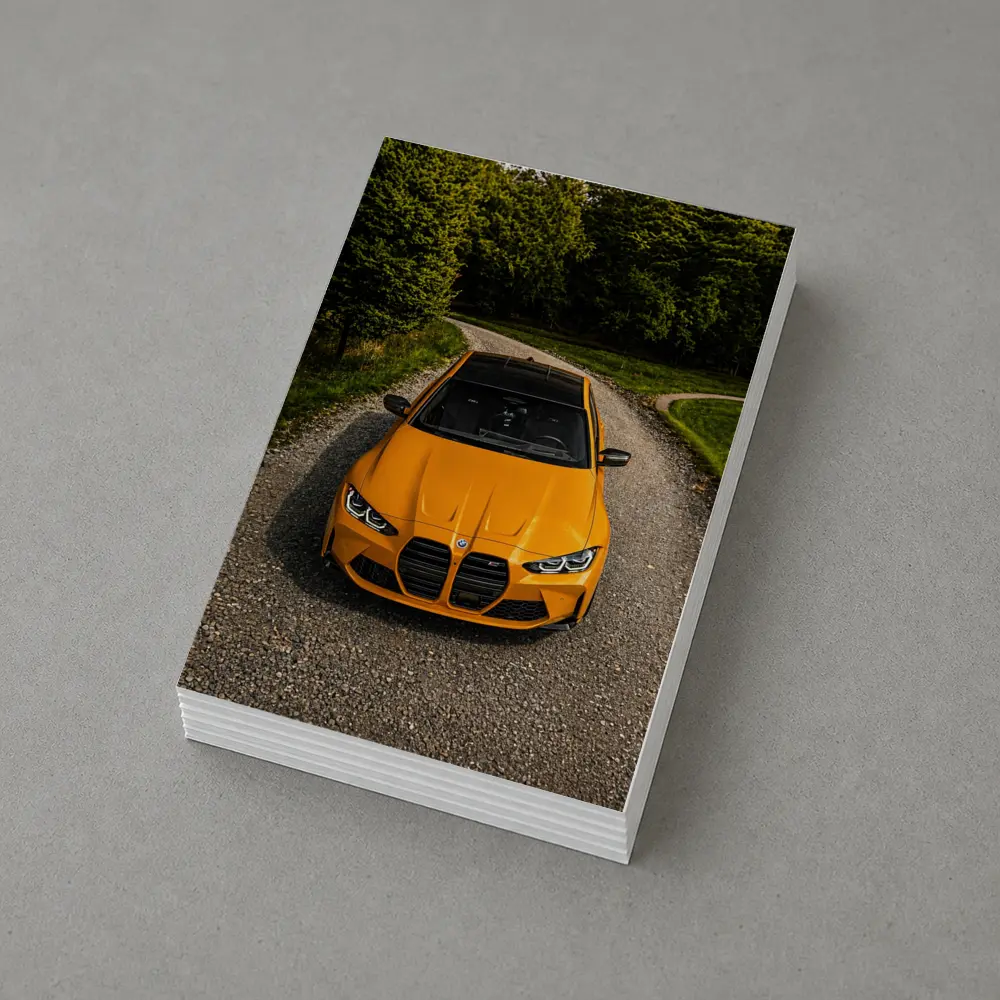 BMW M4 Orange Front View Gravel Road – Postcards