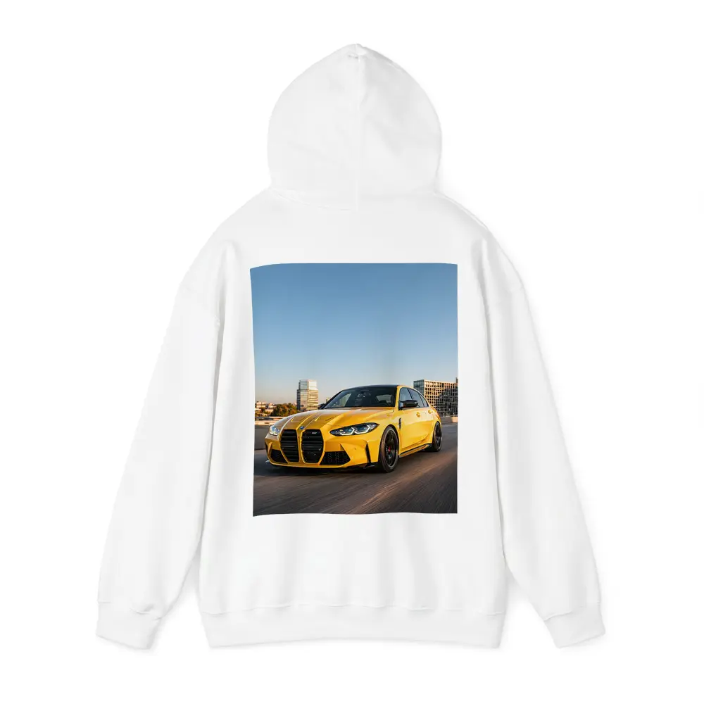 BMW M3 Yellow Sedan City Street Shot – Hoodies