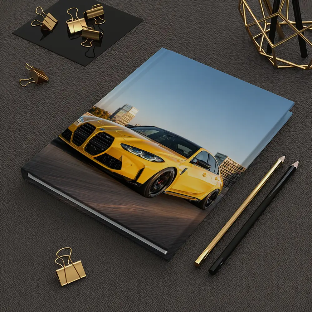 BMW M3 Yellow Sedan City Street Shot – Notebooks