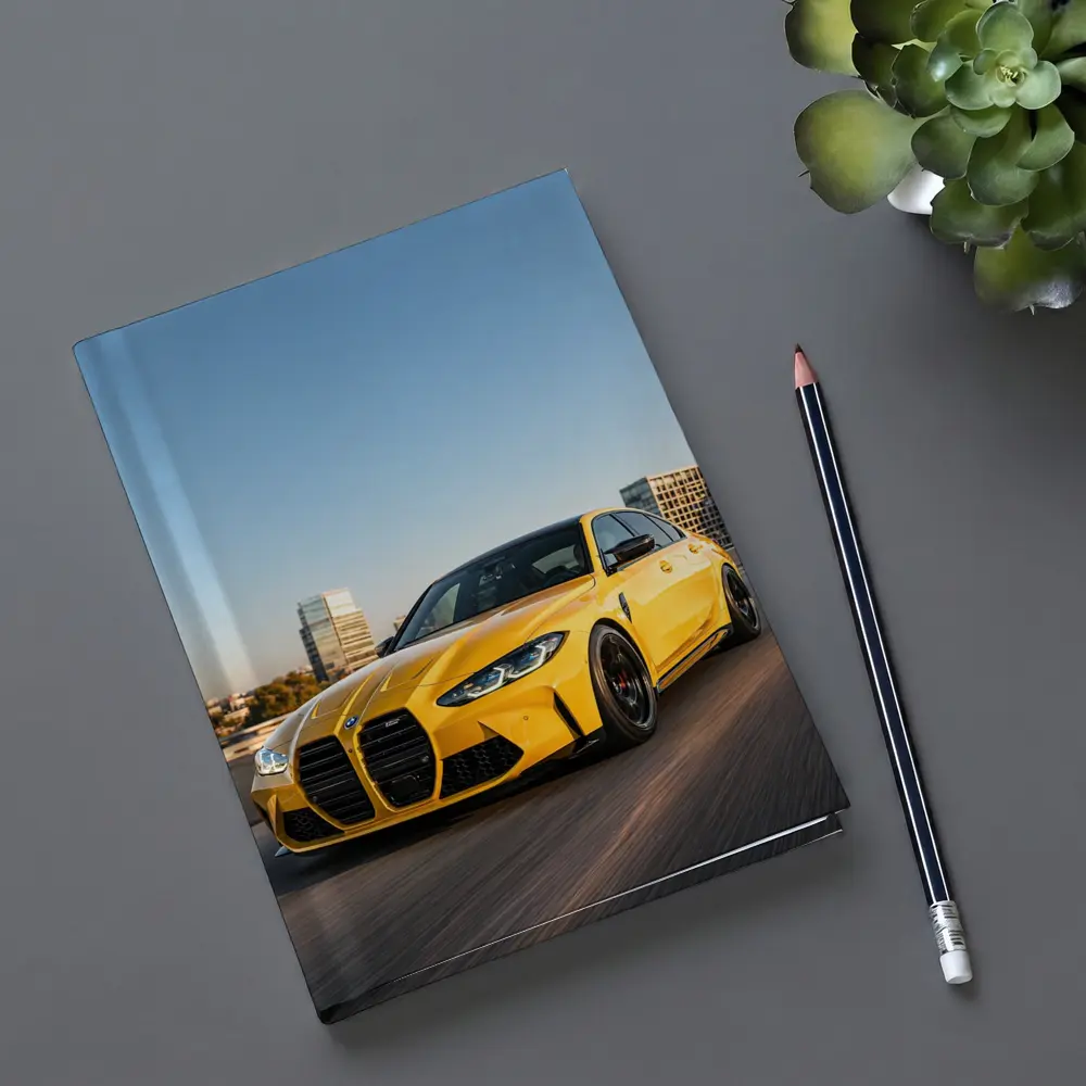 BMW M3 Yellow Sedan City Street Shot – Notebooks
