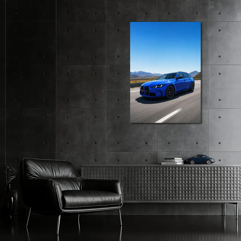 BMW M3 Touring Blue Highway Mountain Drive – Wall Art