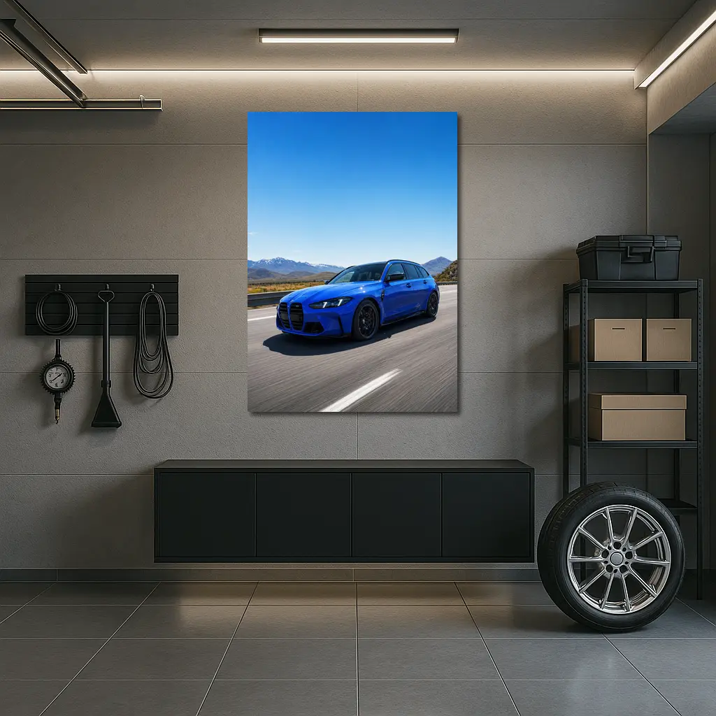 BMW M3 Touring Blue Highway Mountain Drive – Wall Art