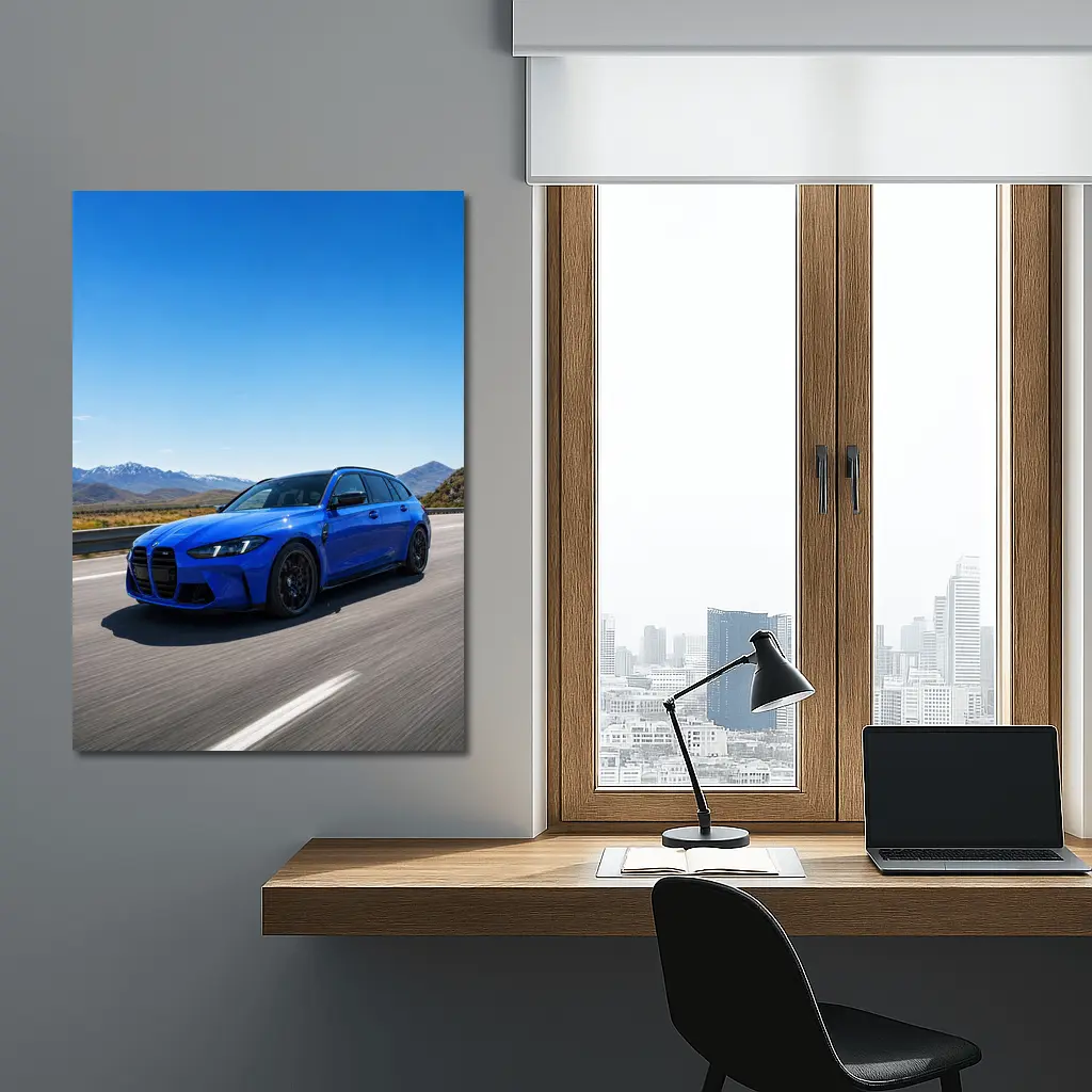 BMW M3 Touring Blue Highway Mountain Drive – Wall Art