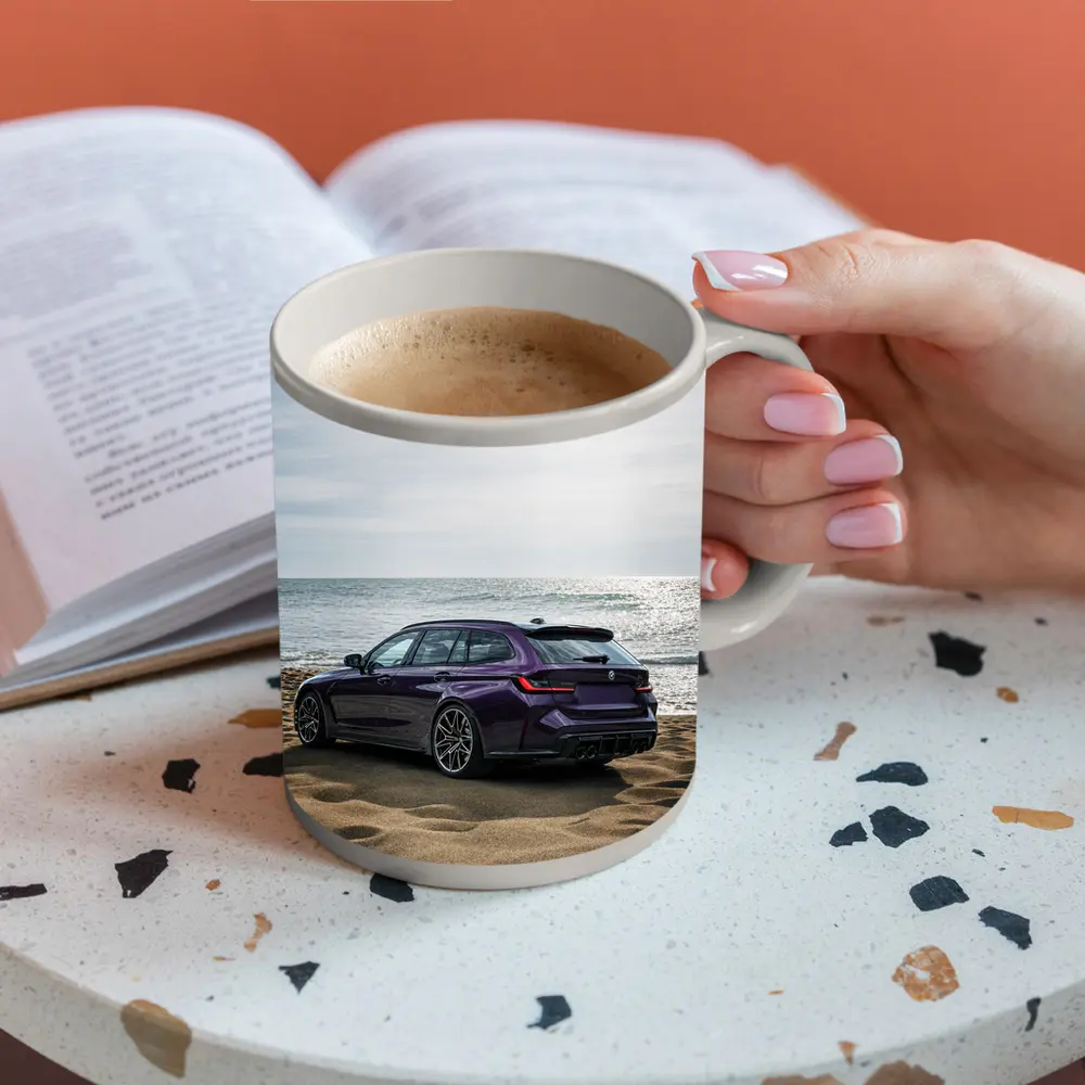 BMW M3 Touring Purple Beach Coastal View – Mugs