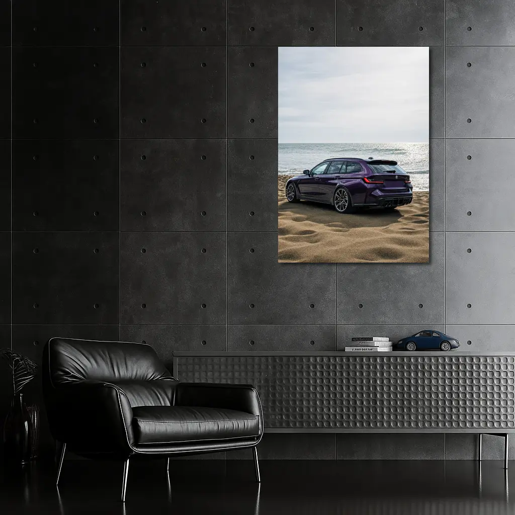 BMW M3 Touring Purple Beach Coastal View – Wall Art