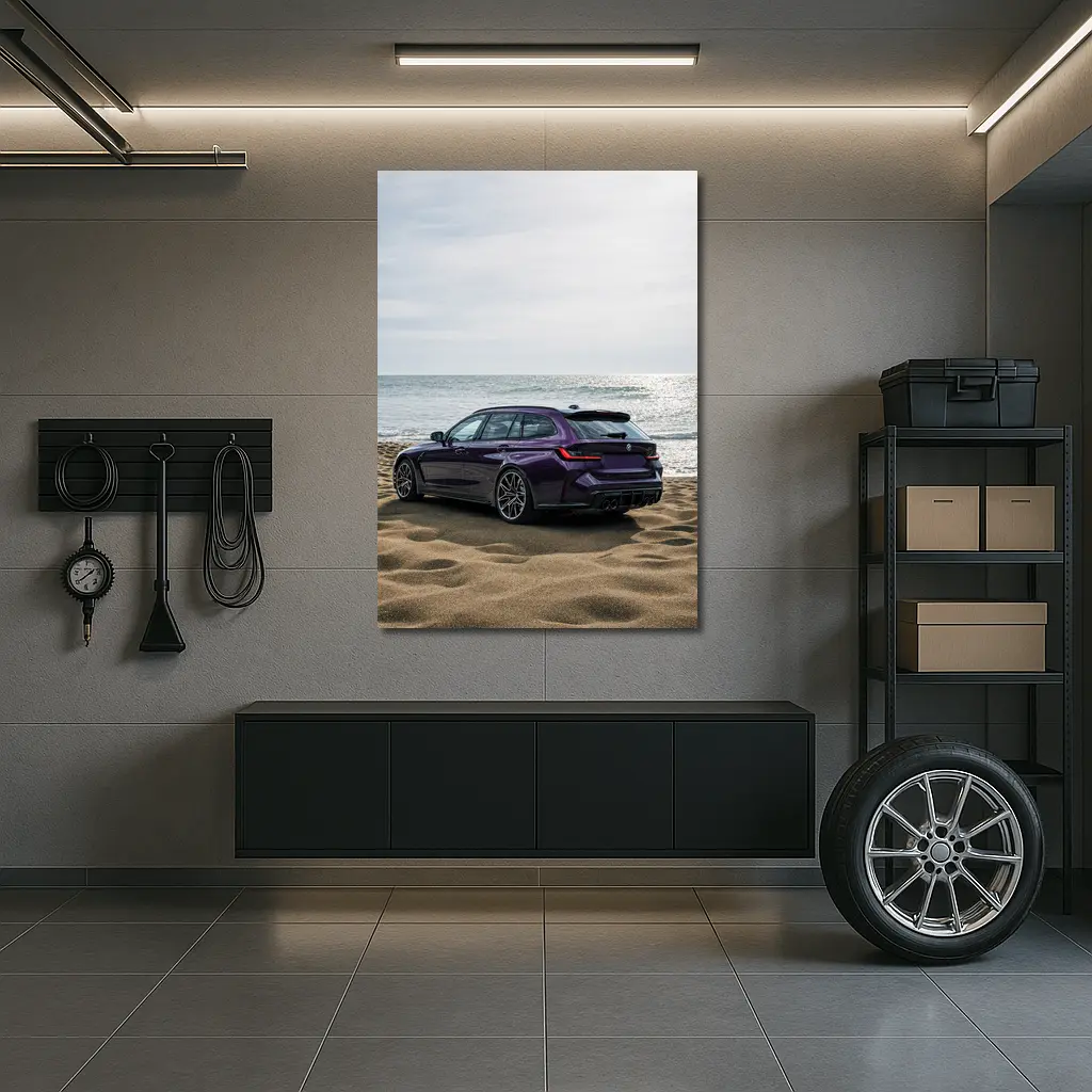 BMW M3 Touring Purple Beach Coastal View – Wall Art