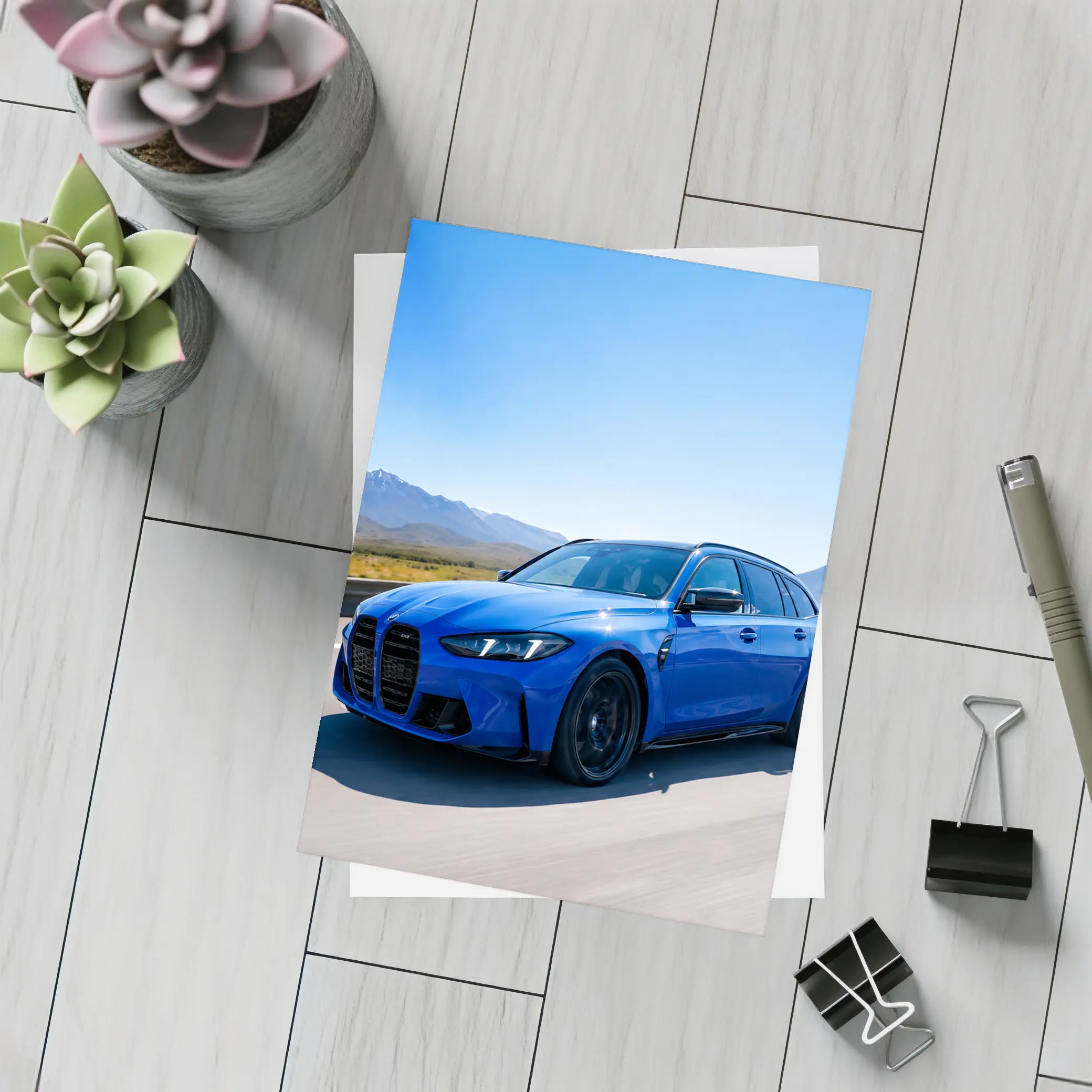 BMW M3 Touring Blue Highway Mountains Drive – Postcards