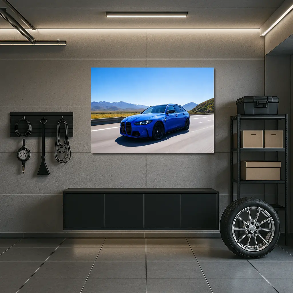 BMW M3 Touring Blue Highway Mountains Drive – Wall Art