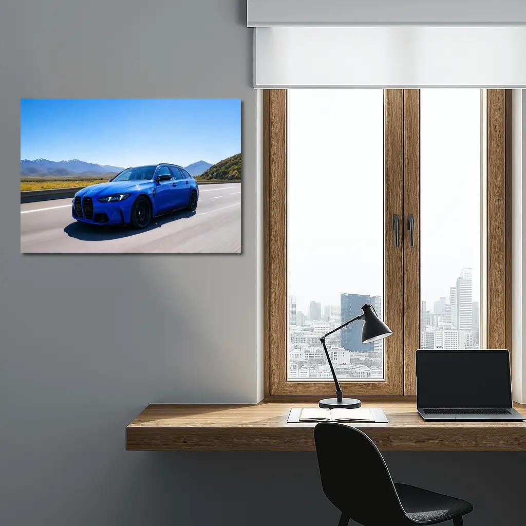 BMW M3 Touring Blue Highway Mountains Drive – Wall Art