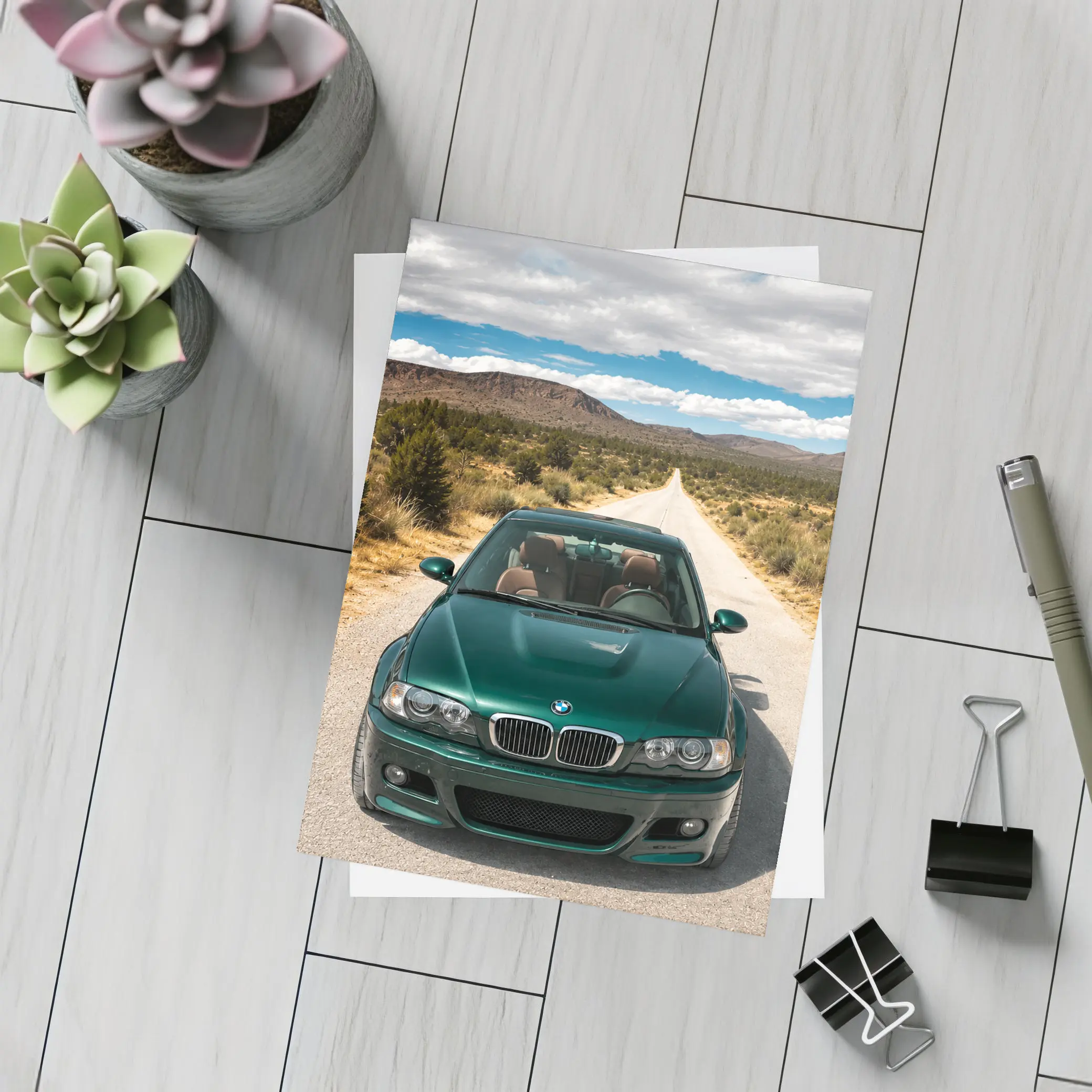 BMW M3 E46 Green Desert Road Drive – Postcards