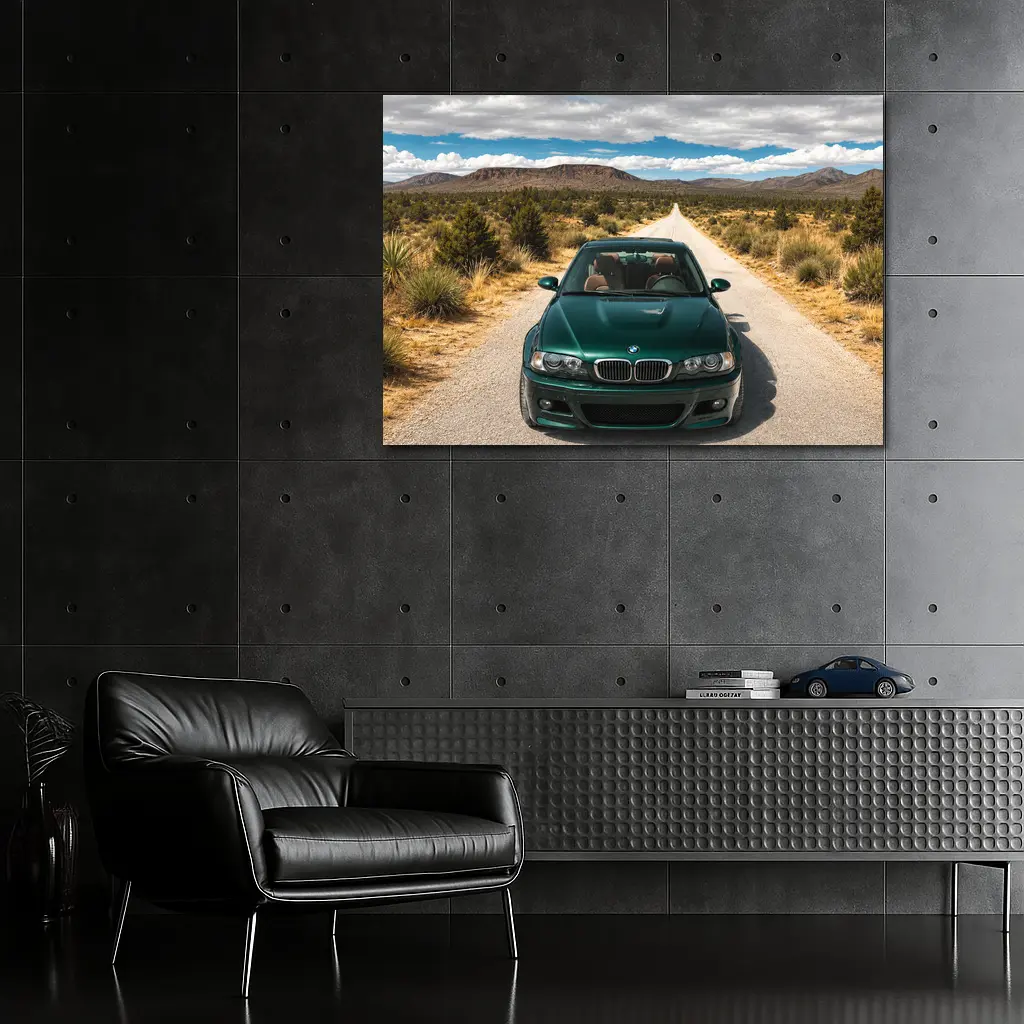BMW M3 E46 Green Desert Road Drive – Wall Art