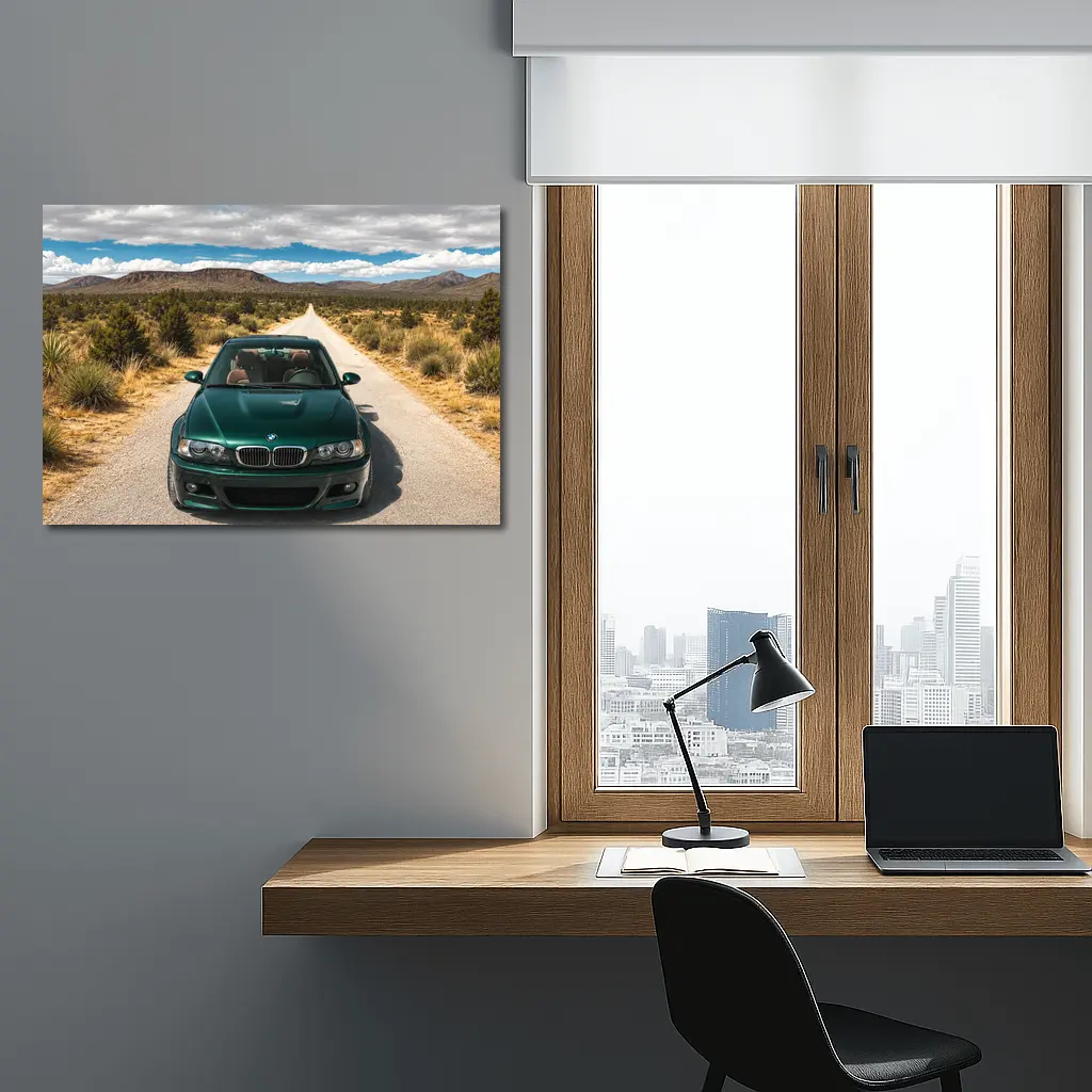 BMW M3 E46 Green Desert Road Drive – Wall Art