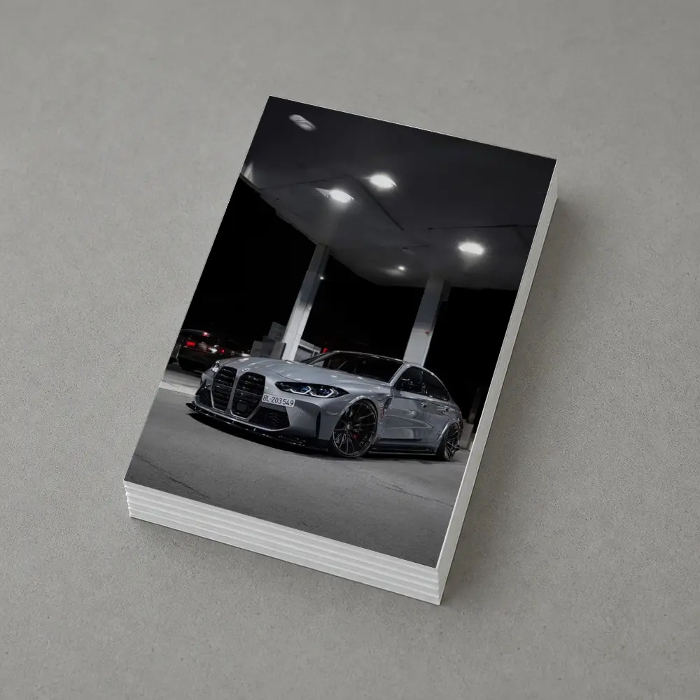 BMW M3 Gray Stance Night Gas Station – Postcards