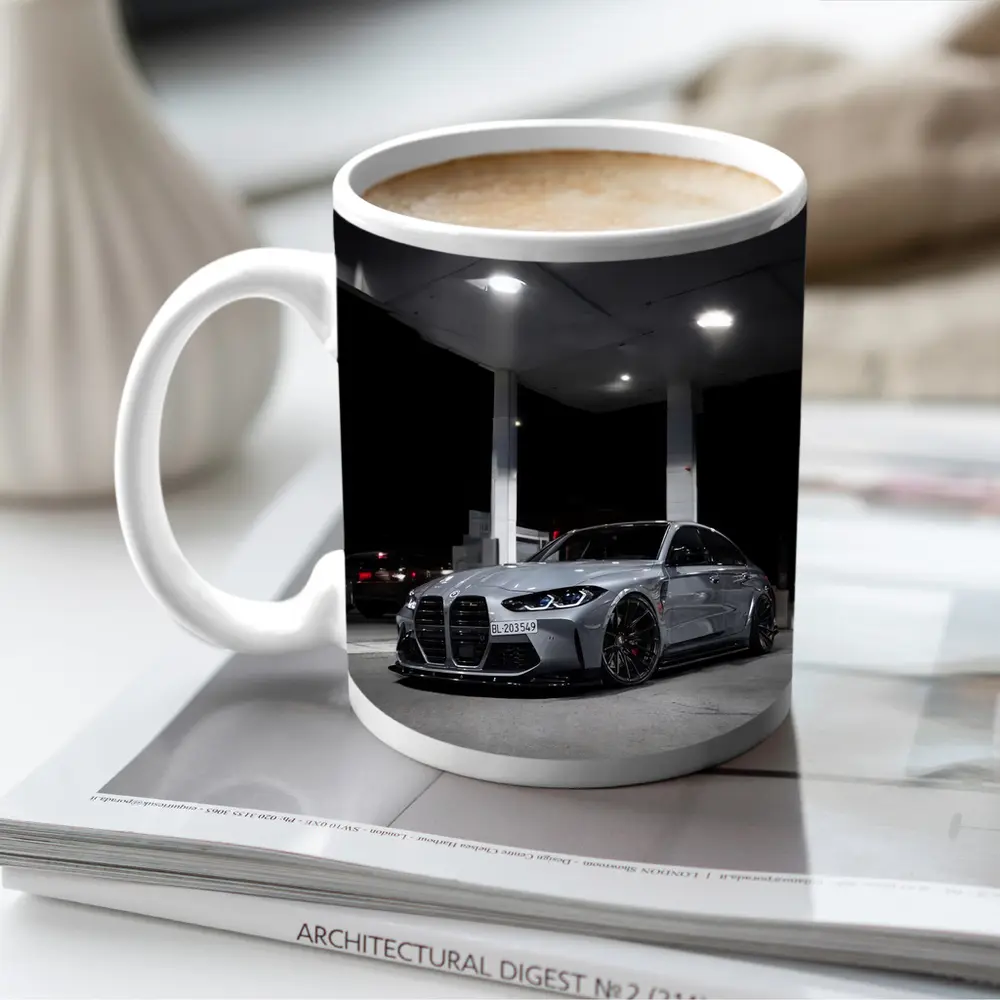 BMW M3 Gray Night Gas Station Street – Mugs