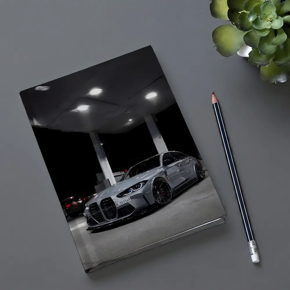 BMW M3 Gray Night Gas Station Street – Notebooks