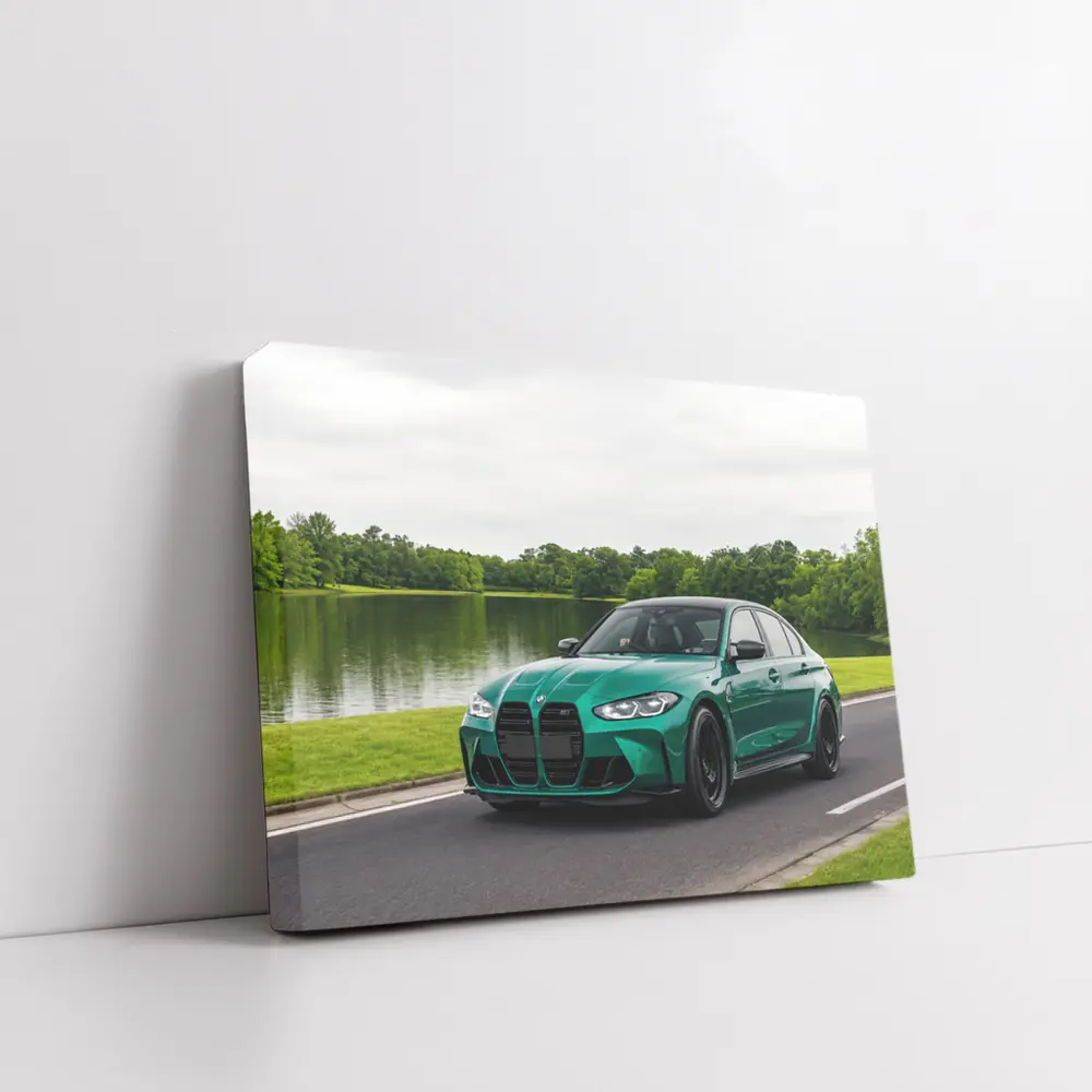 BMW M3 Green Sedan by Calm Lake – Wall Art