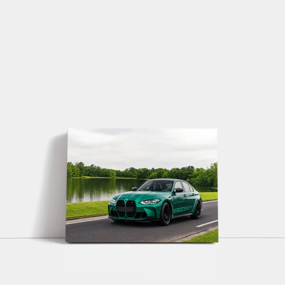 BMW M3 Green Sedan by Calm Lake – Wall Art