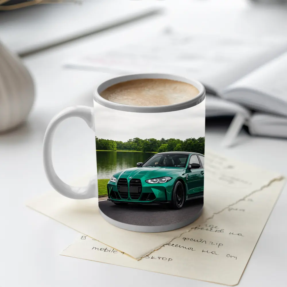 BMW M3 Green Sedan by Calm Lake – Mugs