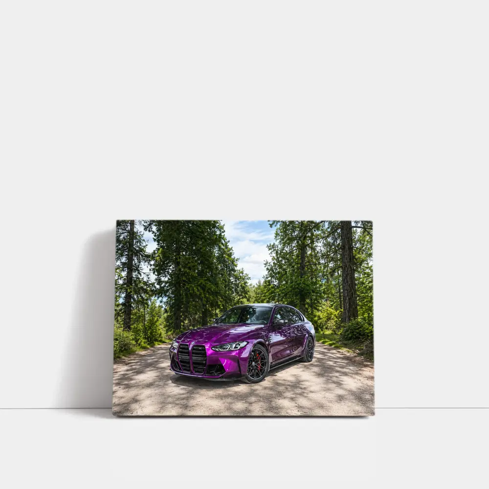 BMW M3 Purple Sedan Forest Road Setting – Wall Art