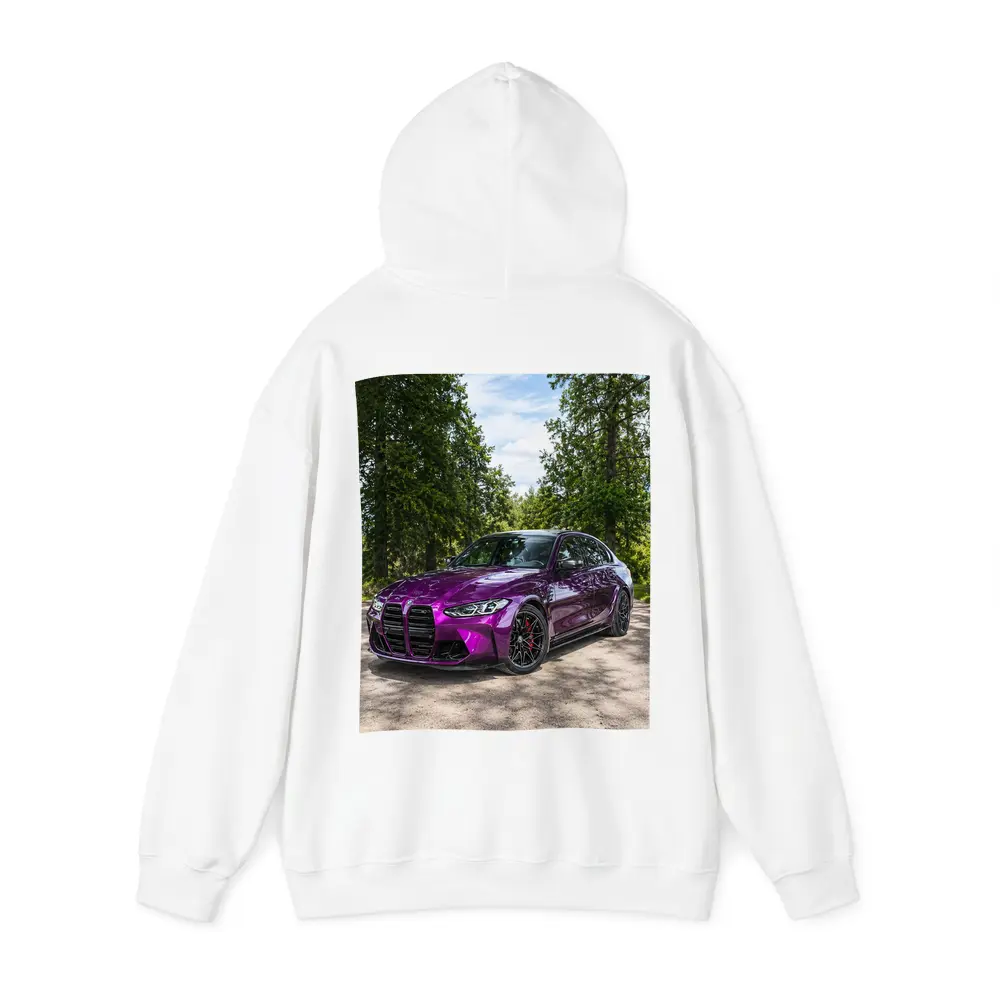 BMW M3 Purple Sedan Forest Road Setting – Hoodies