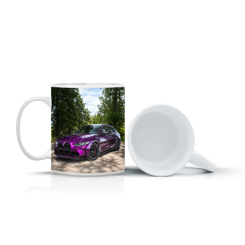 BMW M3 Purple Sedan Forest Road Setting – Mugs